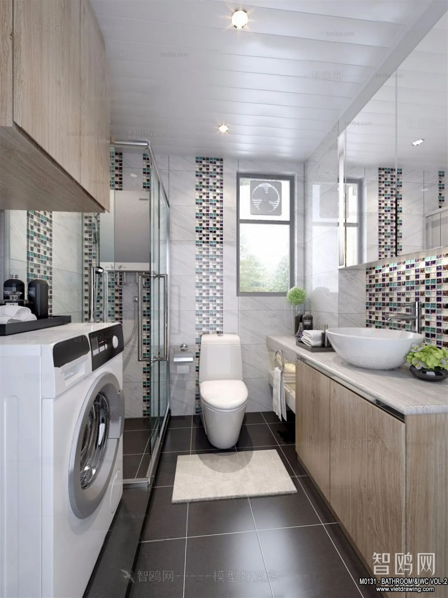 Bathroom - Toilet - WC - RestRoom - 3D Interior Scene - 389