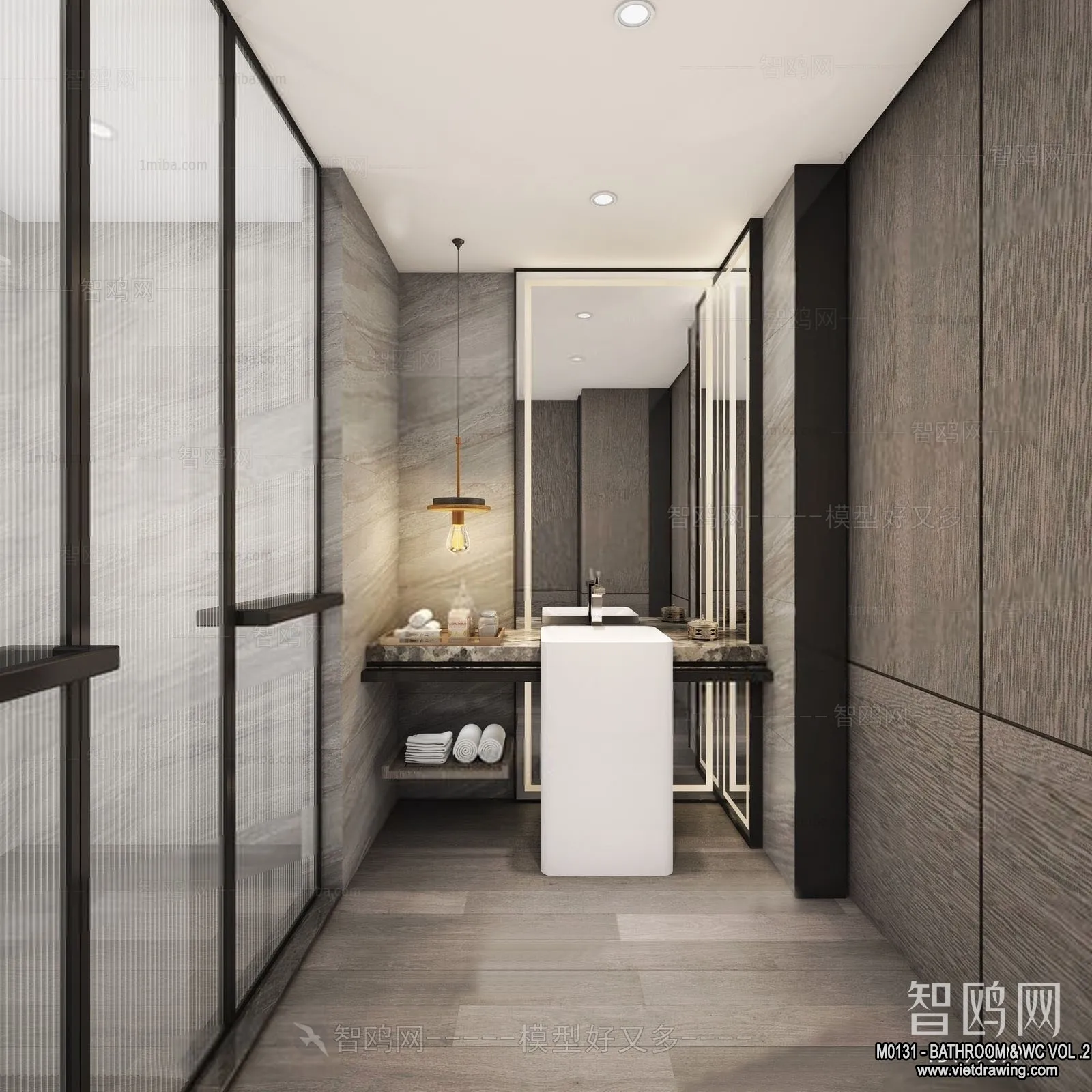 Bathroom - Toilet - WC - RestRoom - 3D Interior Scene - 390