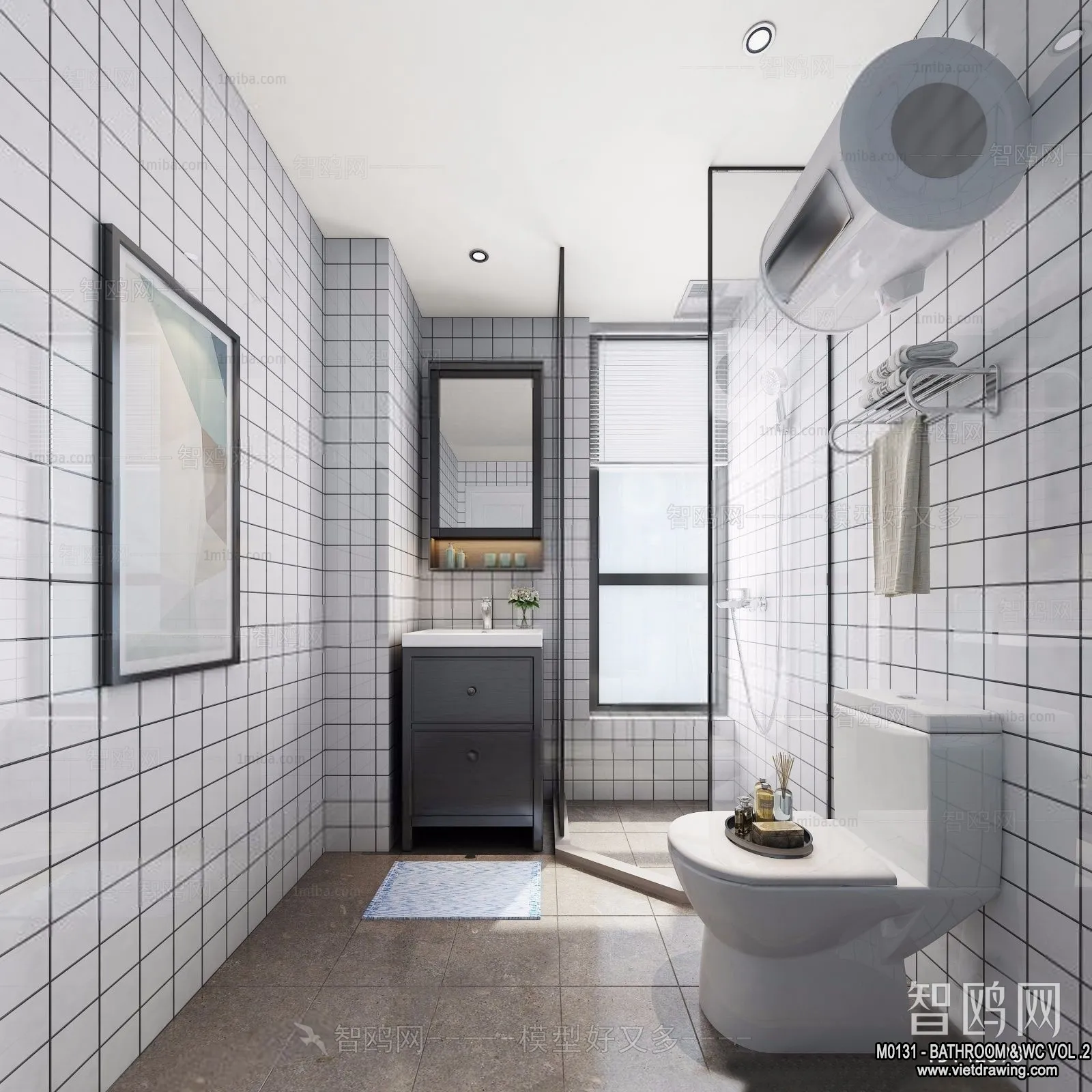 Bathroom - Toilet - WC - RestRoom - 3D Interior Scene - 391