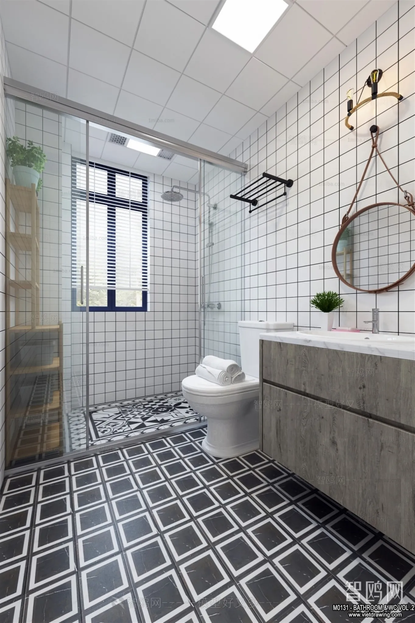 Bathroom - Toilet - WC - RestRoom - 3D Interior Scene - 392