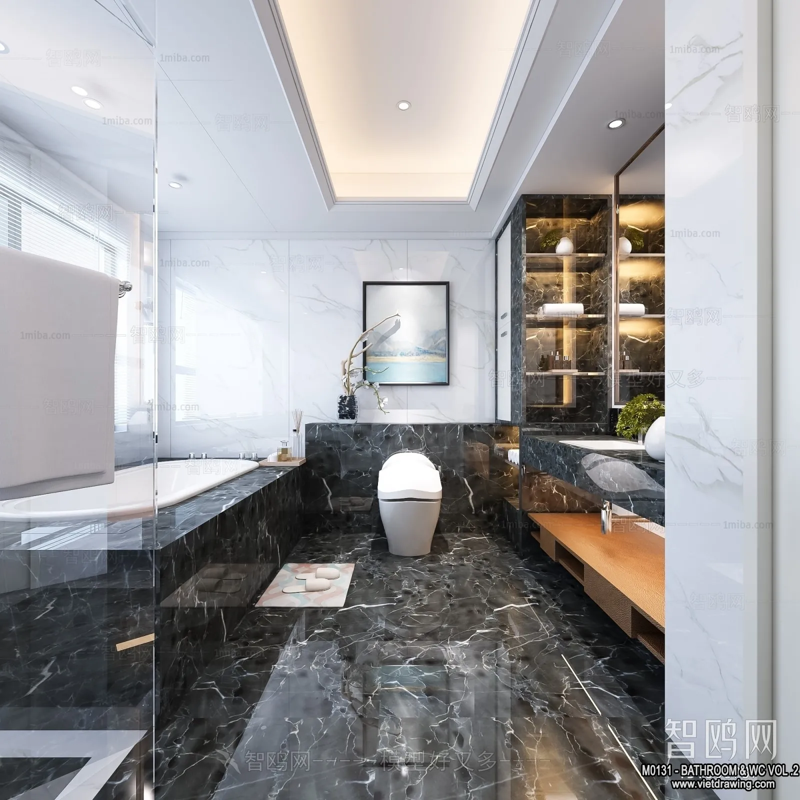 Bathroom - Toilet - WC - RestRoom - 3D Interior Scene - 394