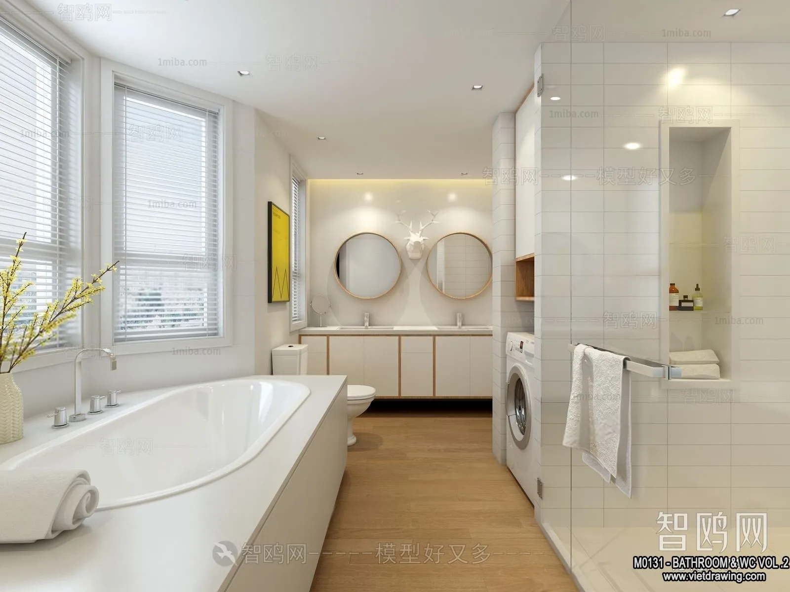 Bathroom - Toilet - WC - RestRoom - 3D Interior Scene - 395