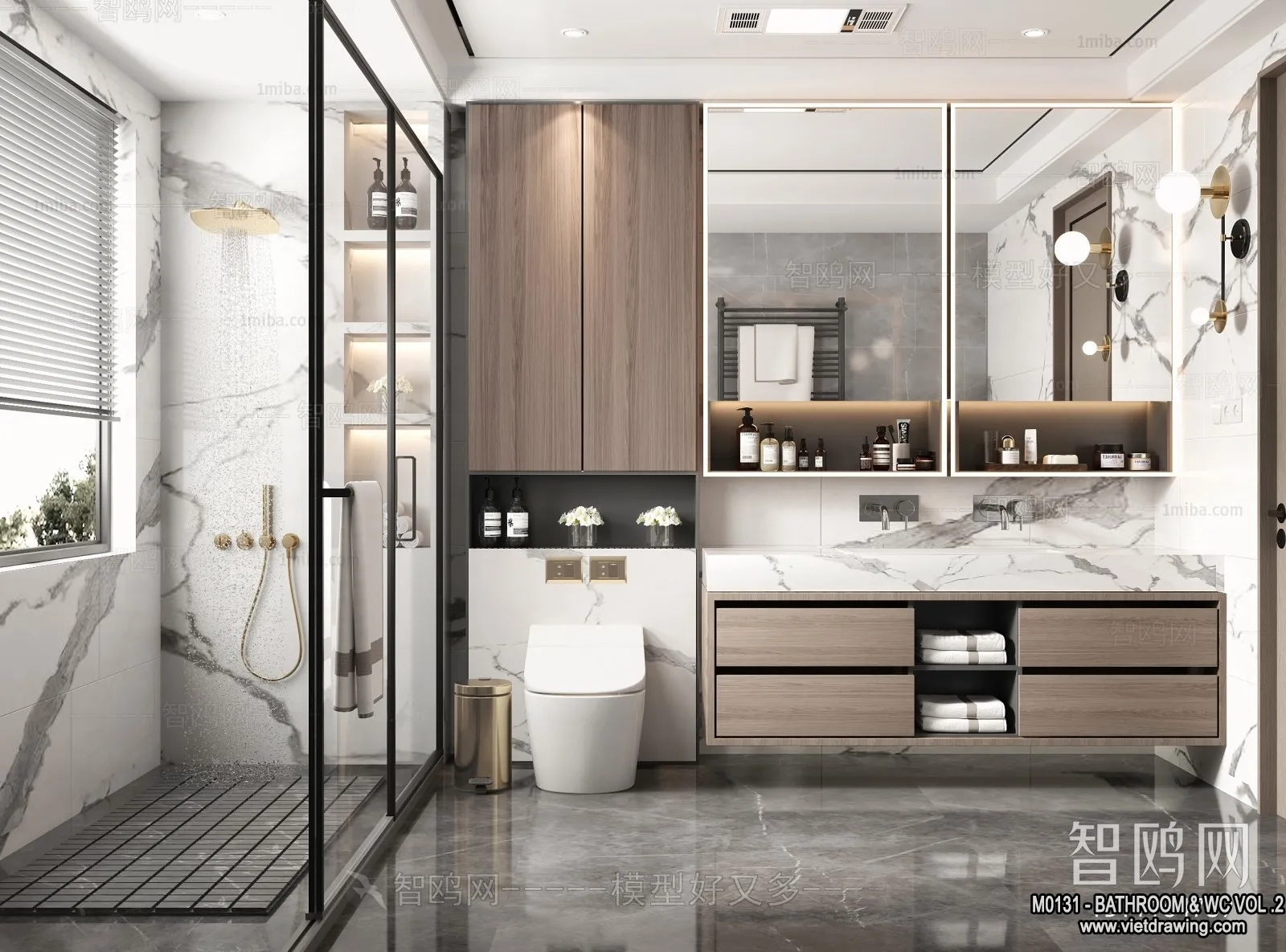 Bathroom - Toilet - WC - RestRoom - 3D Interior Scene - 397