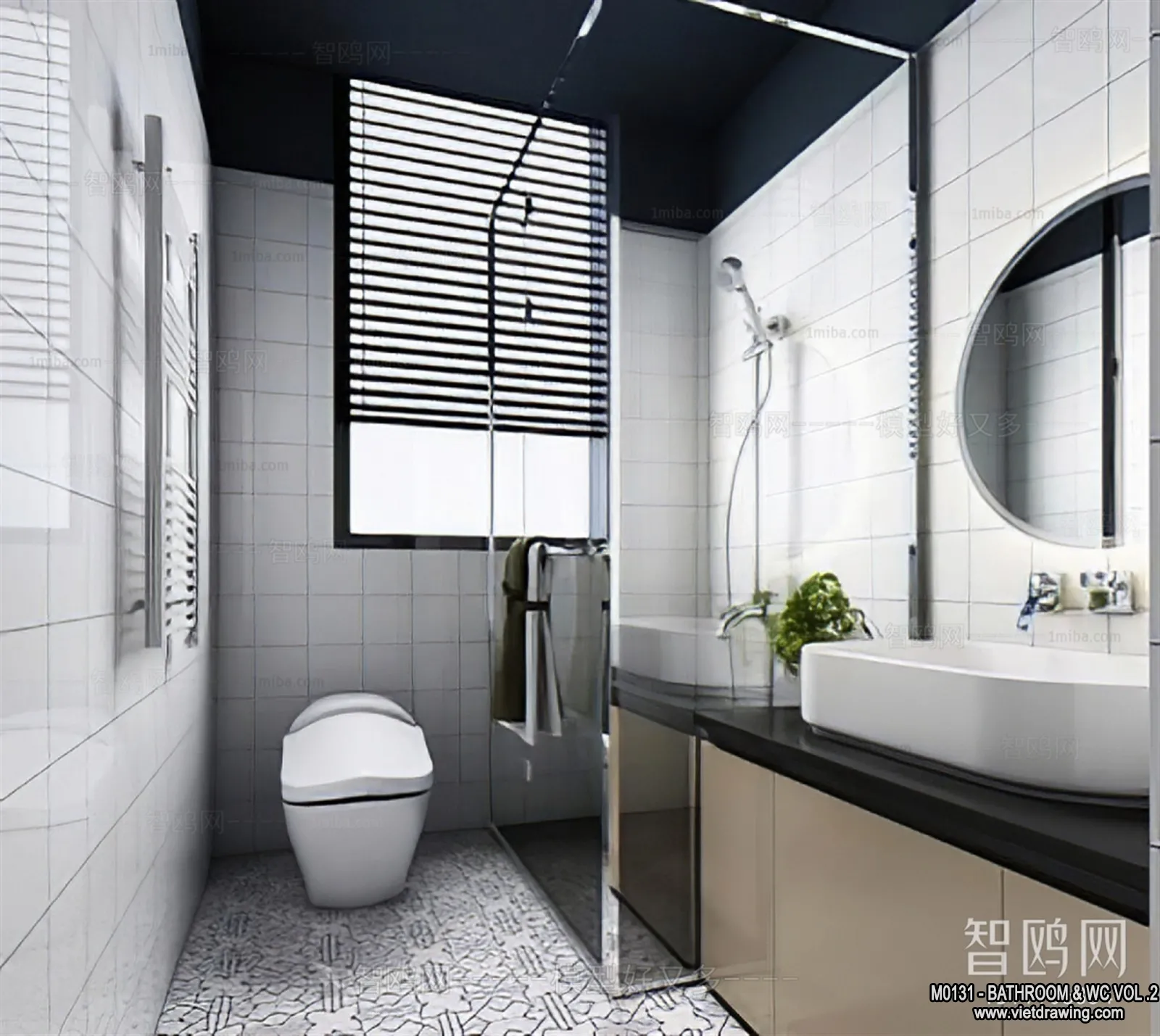 Bathroom - Toilet - WC - RestRoom - 3D Interior Scene - 398