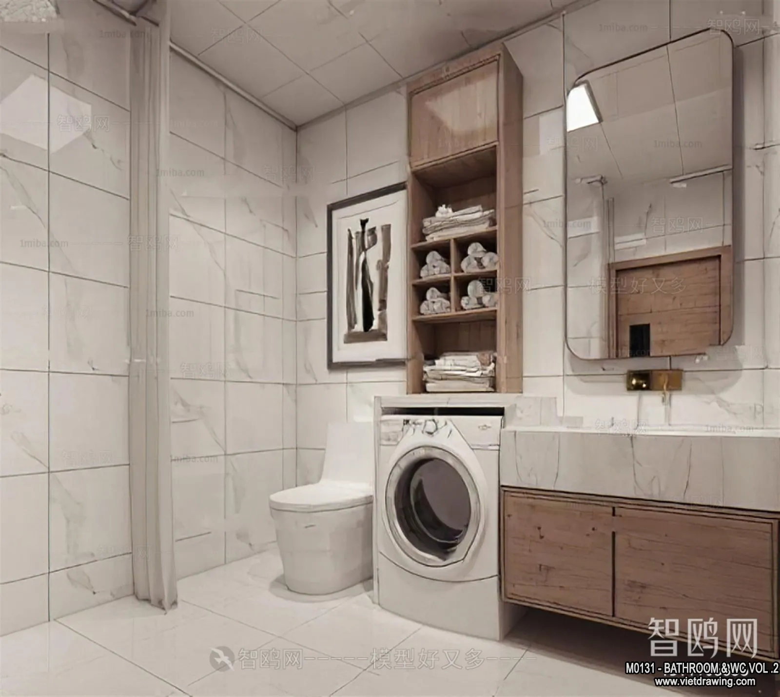 Bathroom - Toilet - WC - RestRoom - 3D Interior Scene - 399