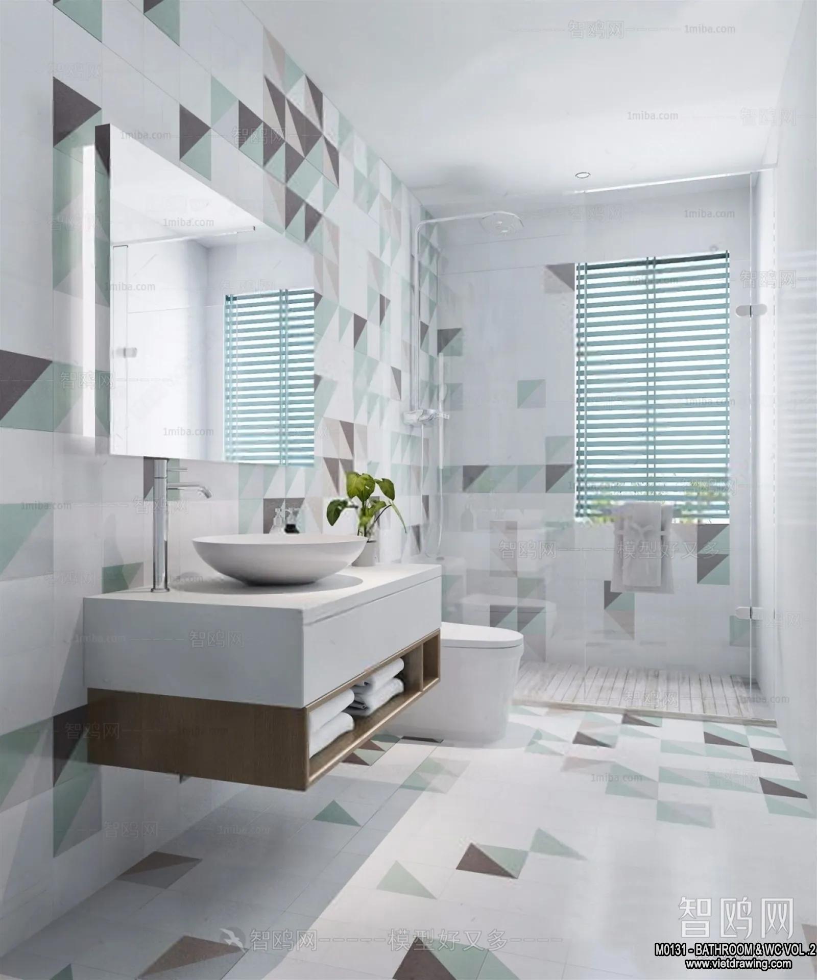 Bathroom - Toilet - WC - RestRoom - 3D Interior Scene - 406