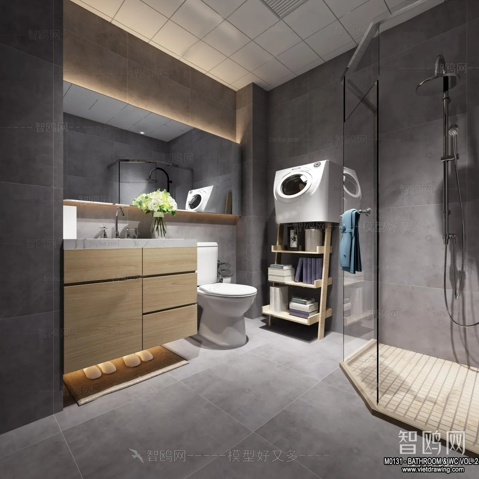 Bathroom - Toilet - WC - RestRoom - 3D Interior Scene - 407