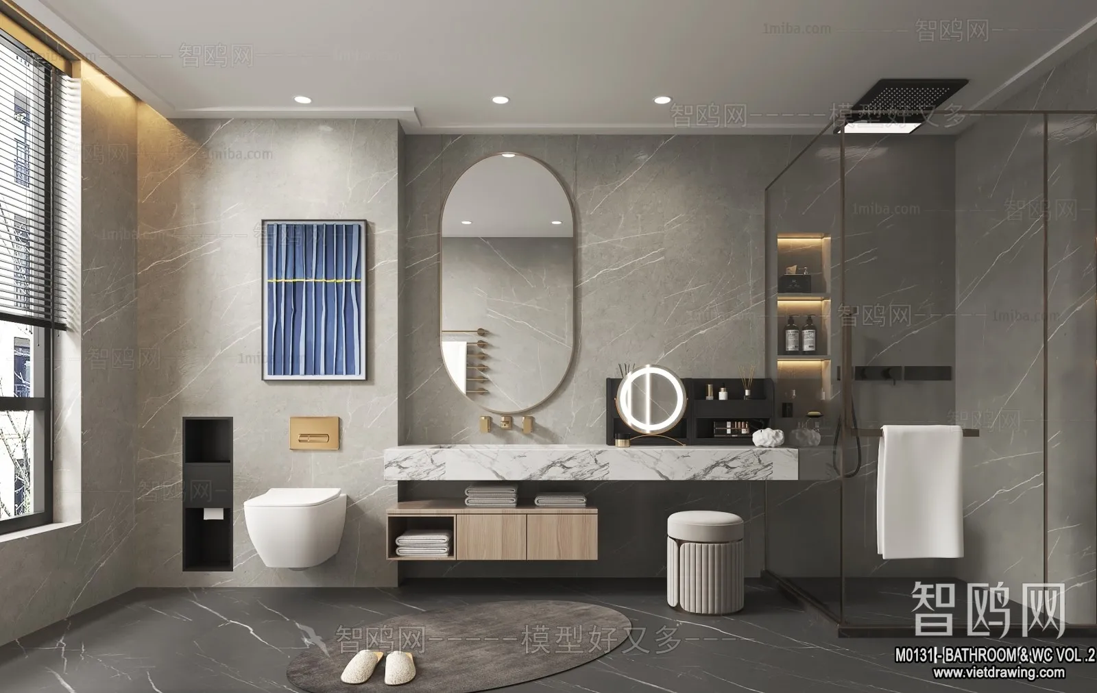 Bathroom - Toilet - WC - RestRoom - 3D Interior Scene - 408
