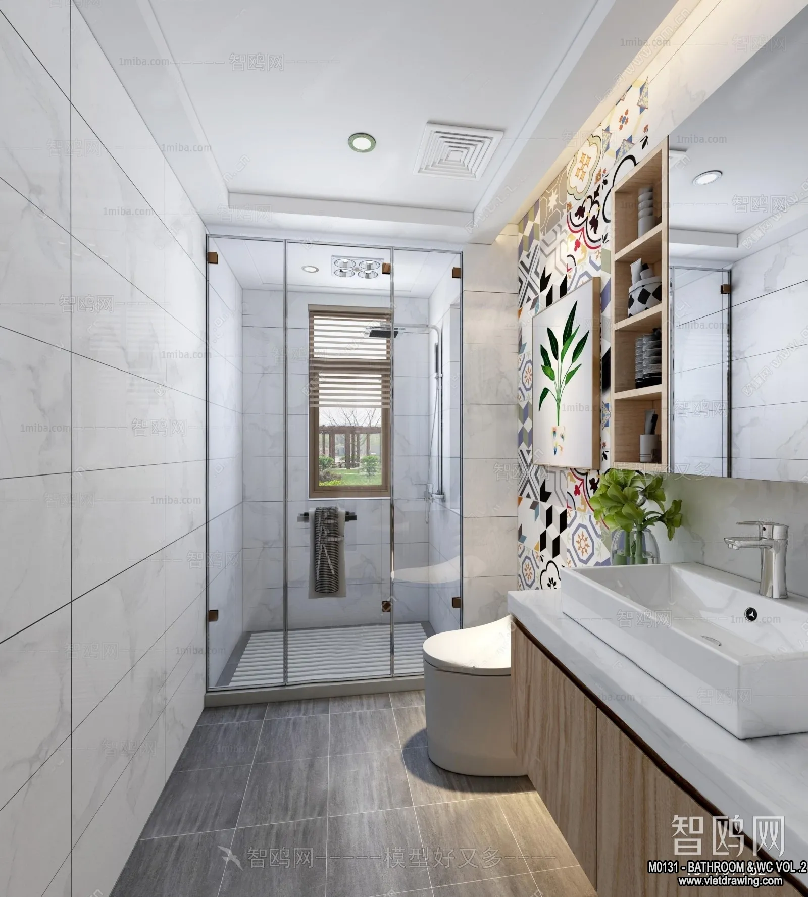 Bathroom - Toilet - WC - RestRoom - 3D Interior Scene - 409