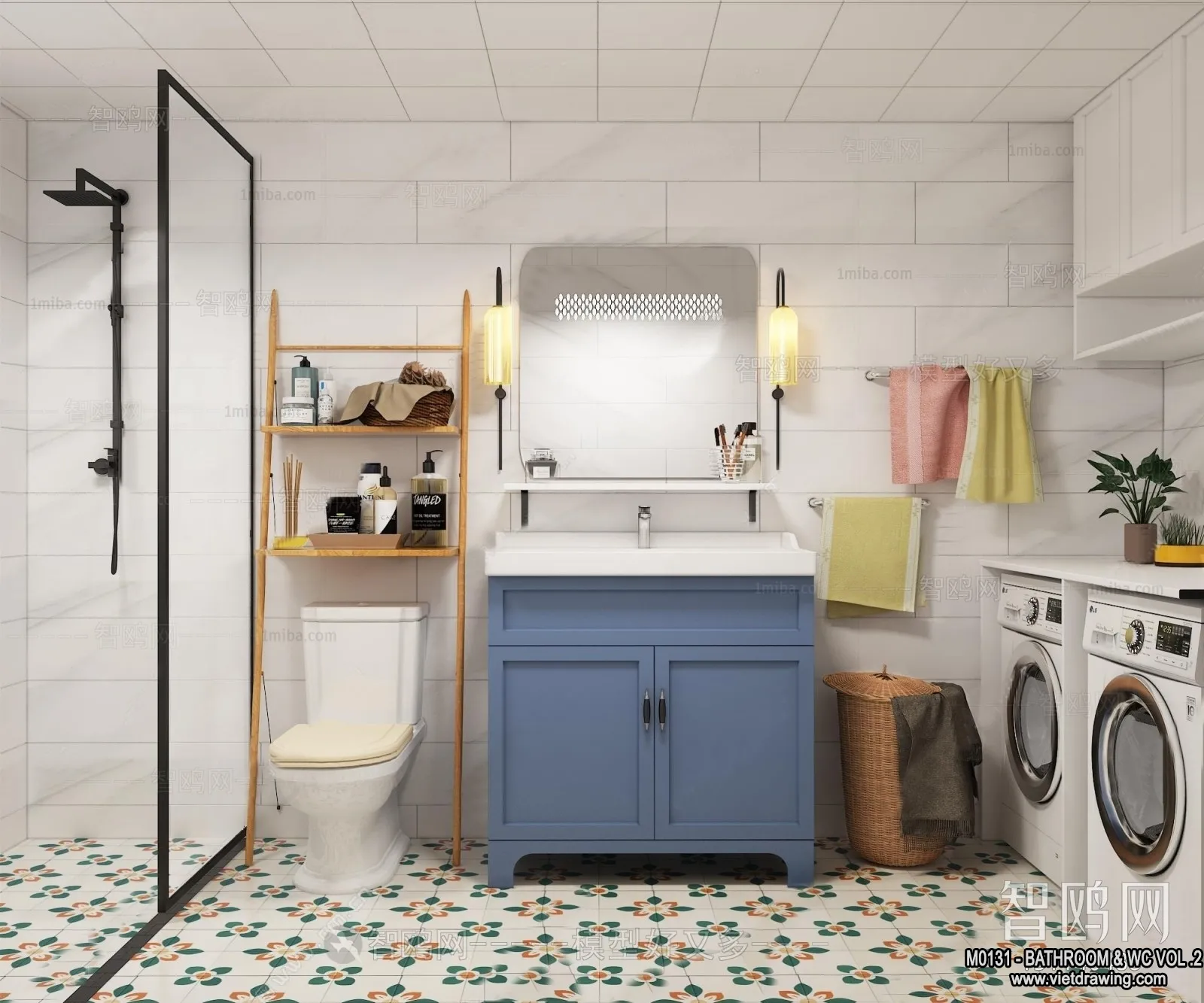 Bathroom - Toilet - WC - RestRoom - 3D Interior Scene - 413
