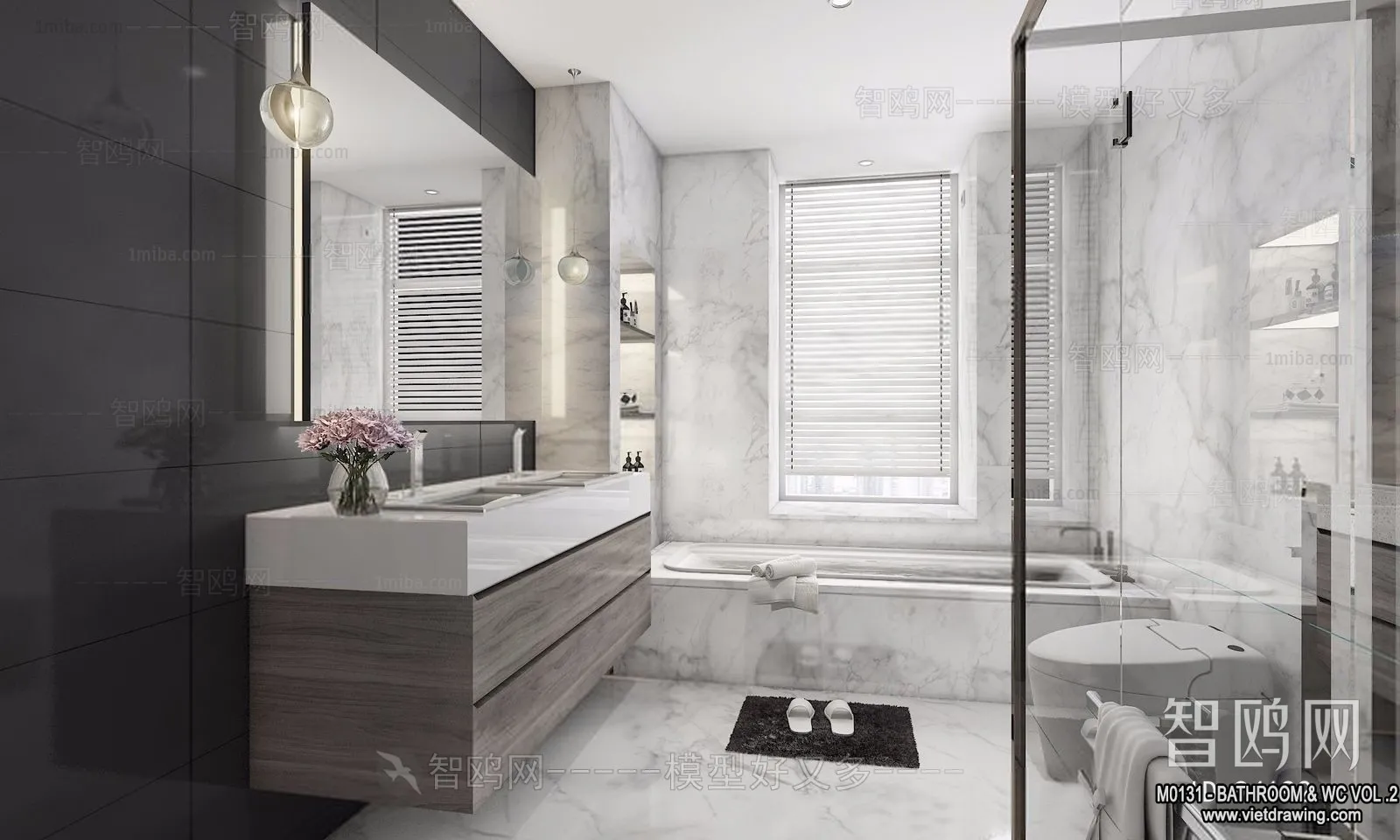 Bathroom - Toilet - WC - RestRoom - 3D Interior Scene - 414