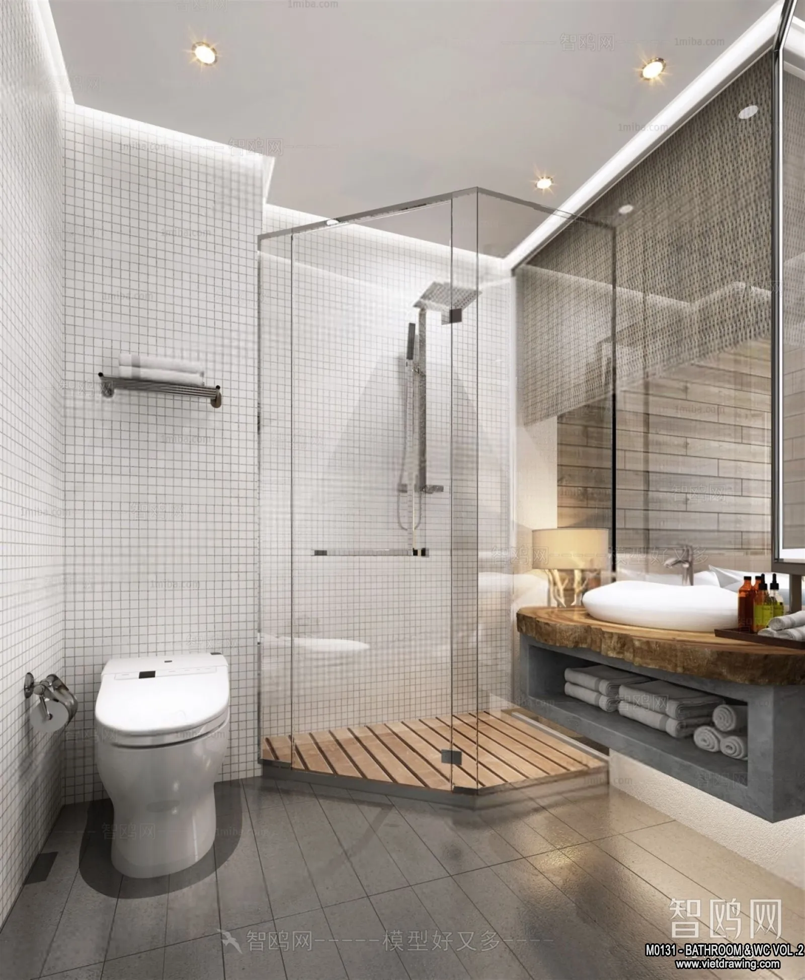 Bathroom - Toilet - WC - RestRoom - 3D Interior Scene - 415