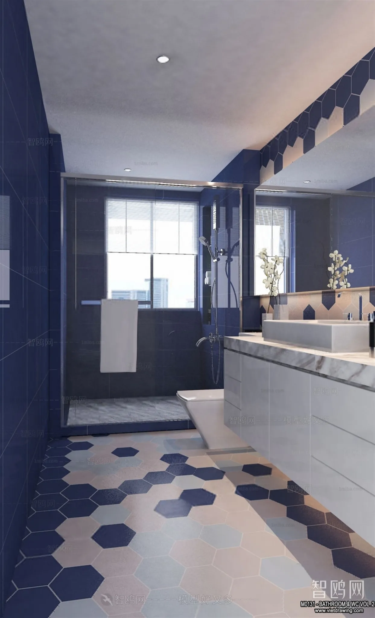 Bathroom - Toilet - WC - RestRoom - 3D Interior Scene - 416
