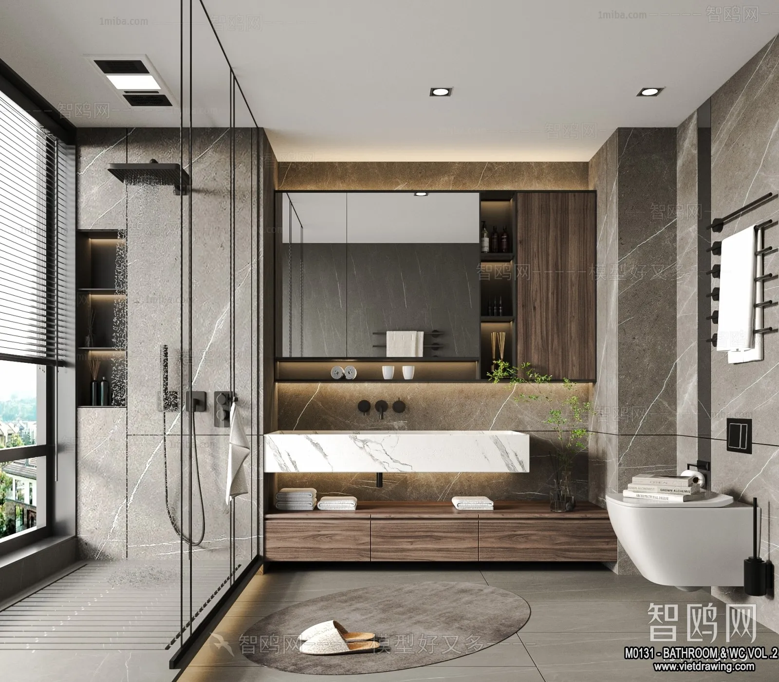 Bathroom - Toilet - WC - RestRoom - 3D Interior Scene - 417