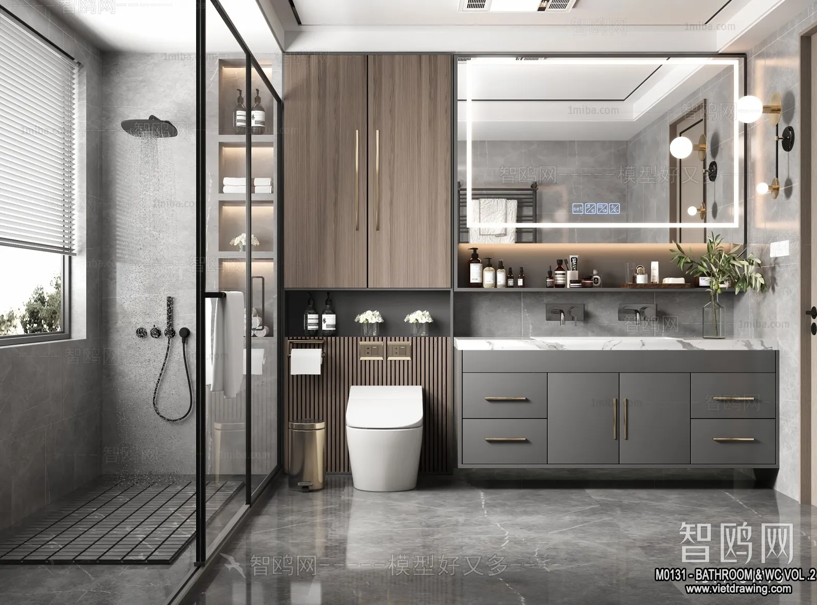 Bathroom - Toilet - WC - RestRoom - 3D Interior Scene - 424