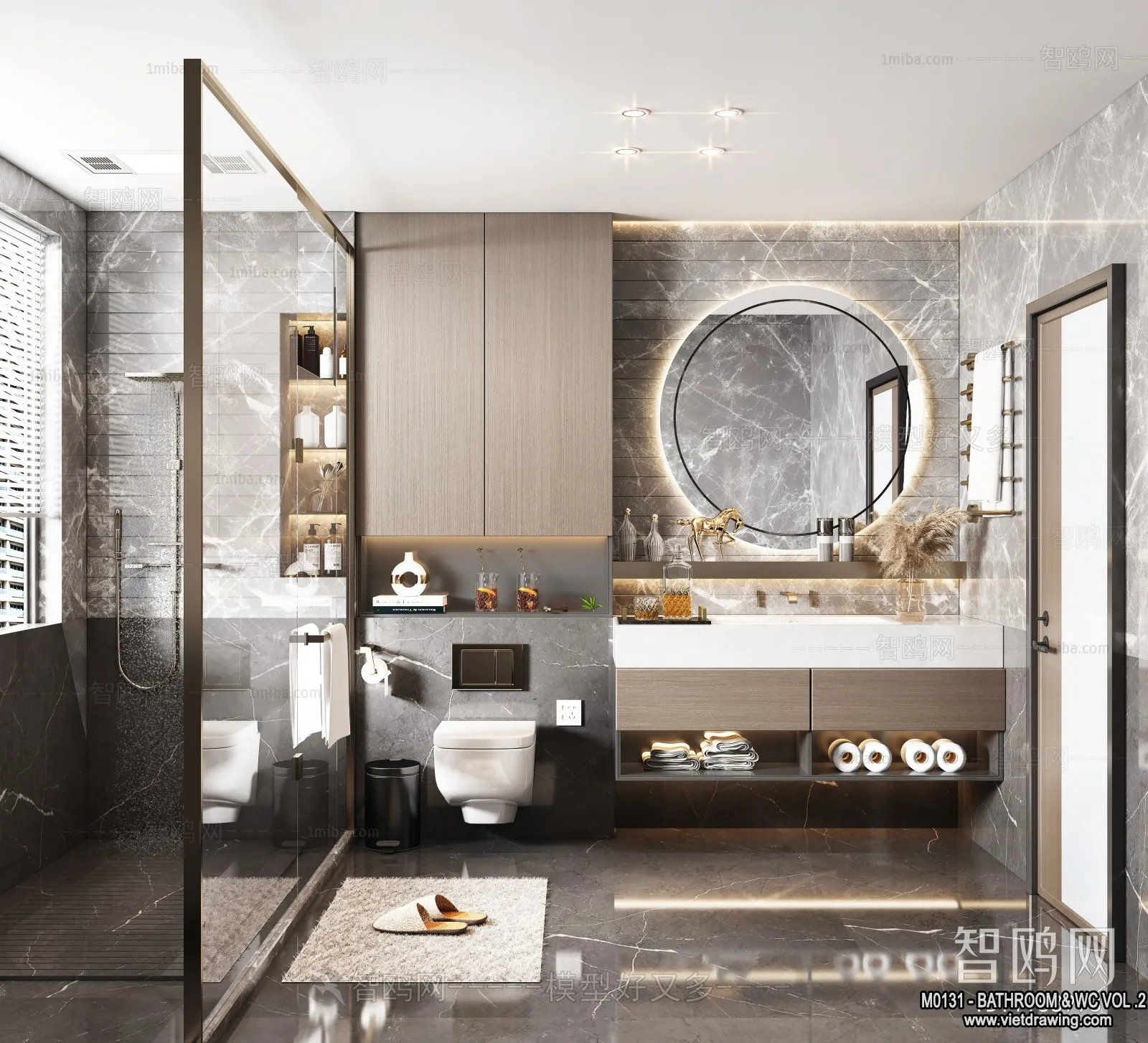 Bathroom - Toilet - WC - RestRoom - 3D Interior Scene - 426