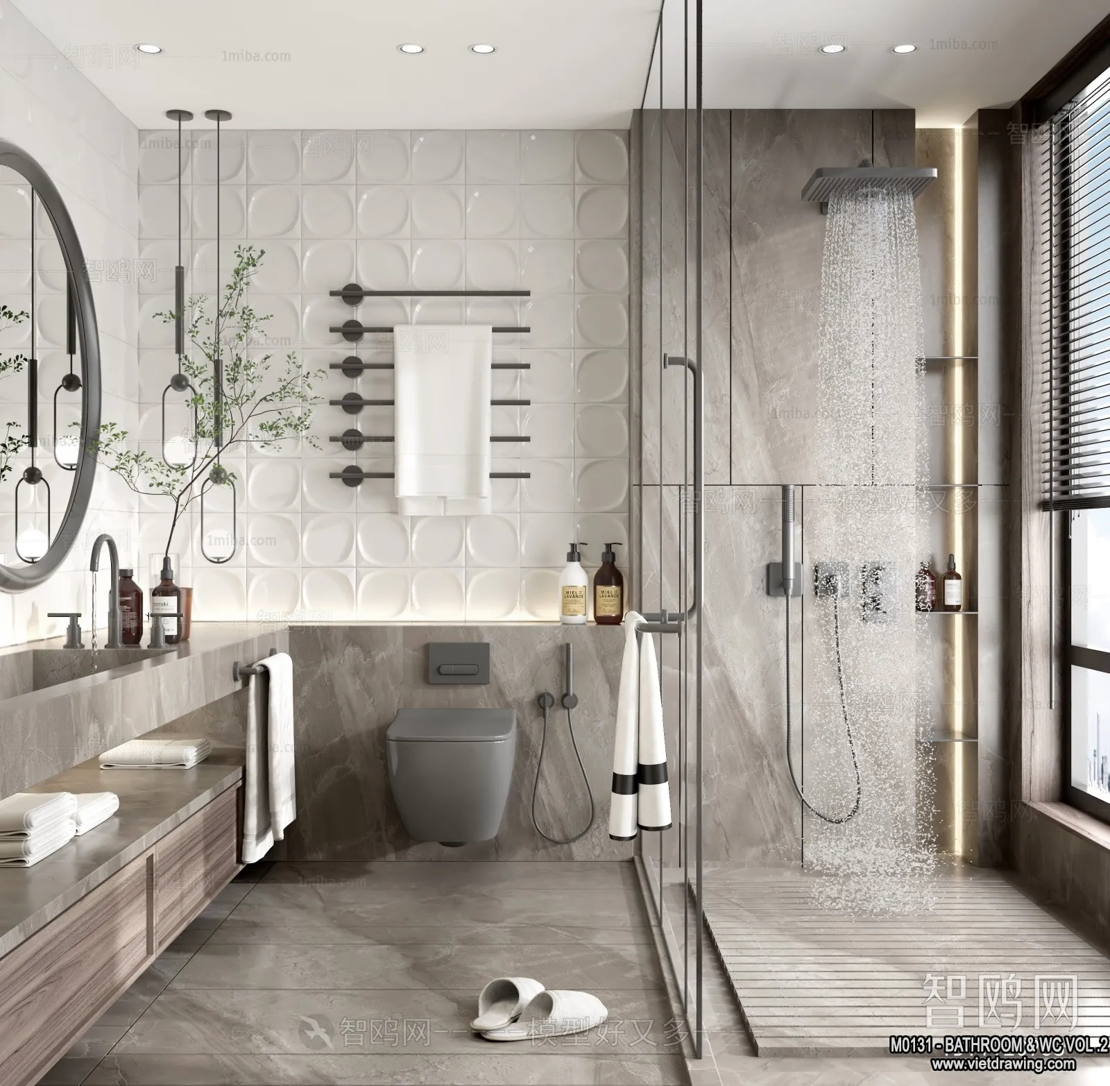 Bathroom - Toilet - WC - RestRoom - 3D Interior Scene - 427