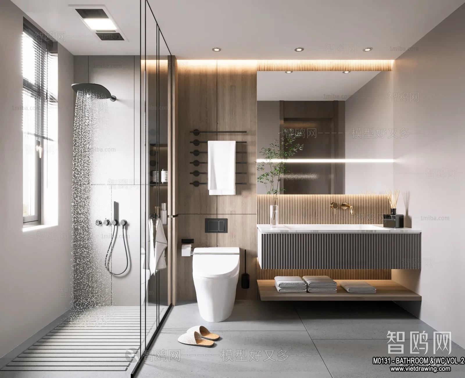Bathroom - Toilet - WC - RestRoom - 3D Interior Scene - 428