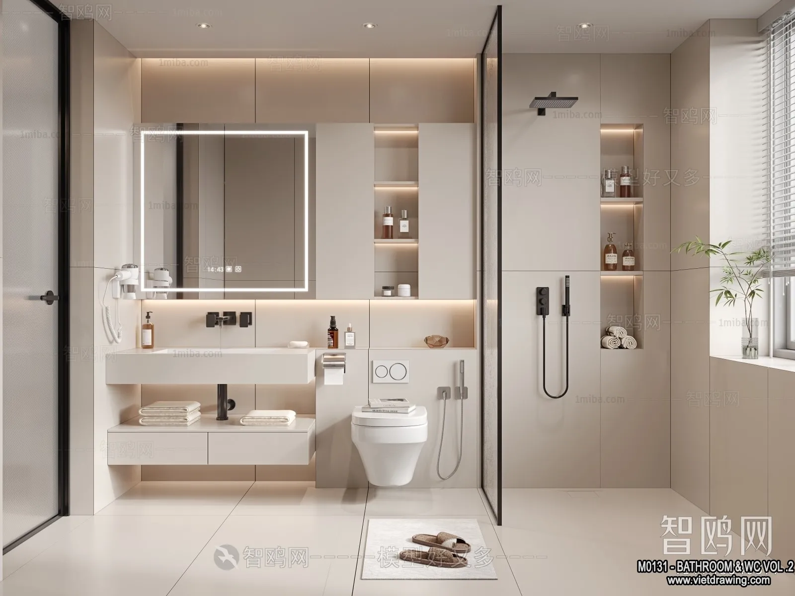 Bathroom - Toilet - WC - RestRoom - 3D Interior Scene - 429