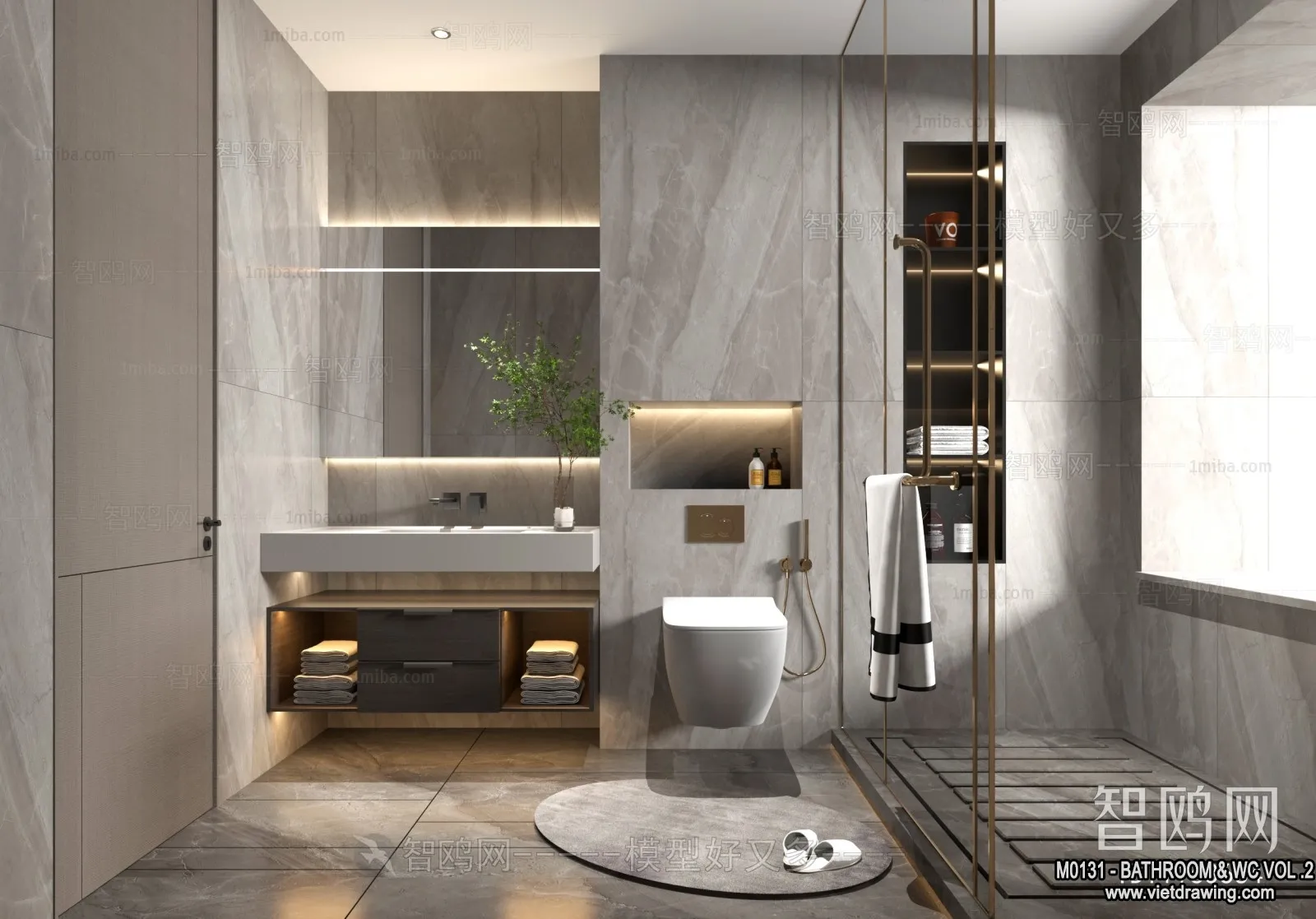 Bathroom - Toilet - WC - RestRoom - 3D Interior Scene - 430
