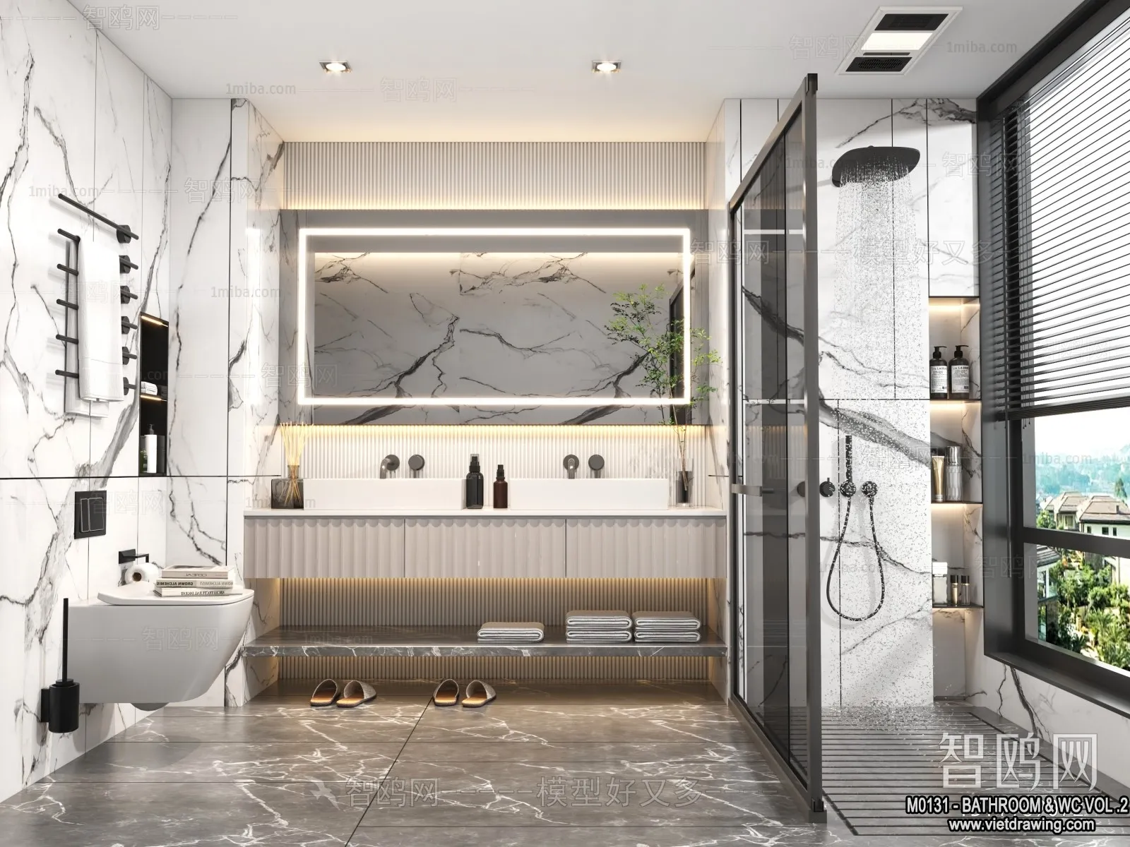 Bathroom - Toilet - WC - RestRoom - 3D Interior Scene - 431