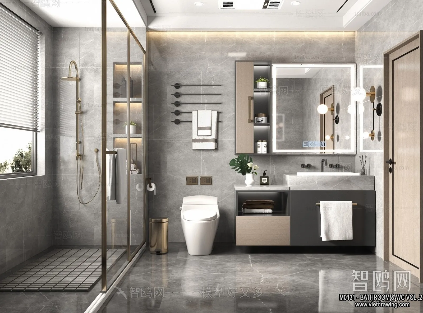 Bathroom - Toilet - WC - RestRoom - 3D Interior Scene - 434