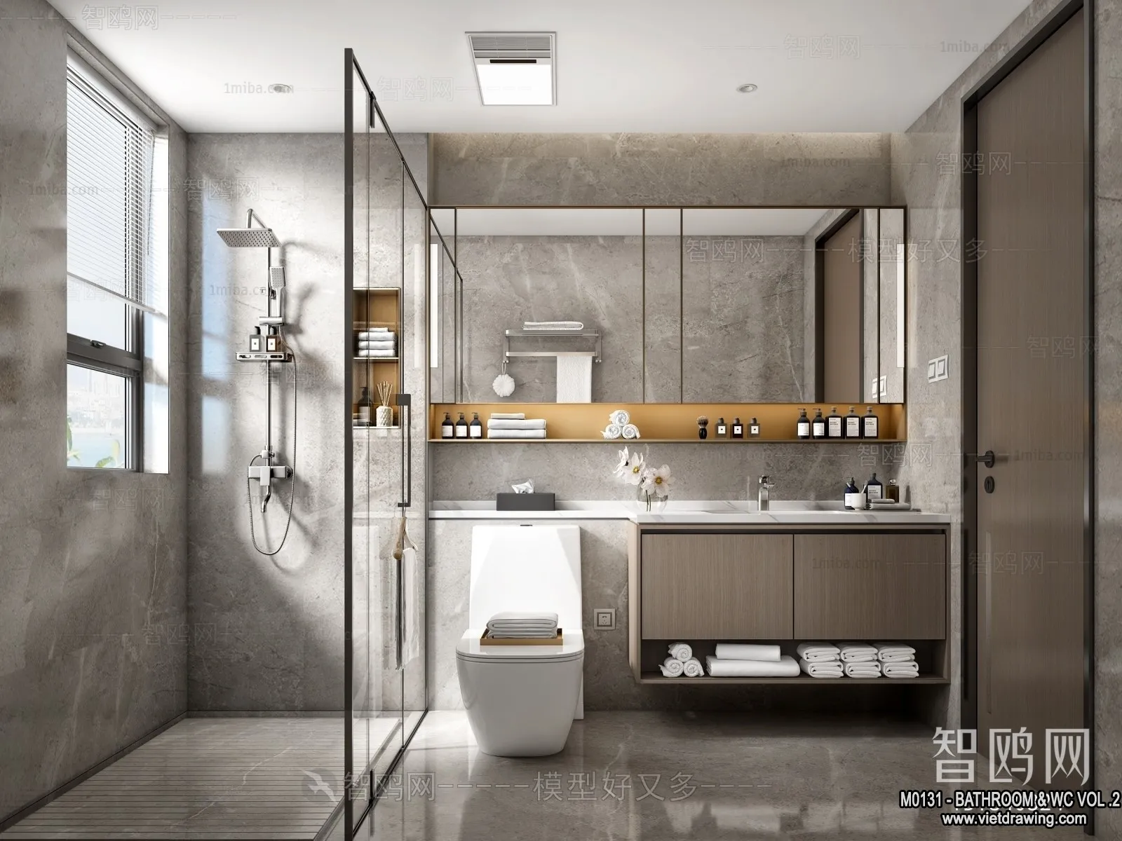 Bathroom - Toilet - WC - RestRoom - 3D Interior Scene - 435