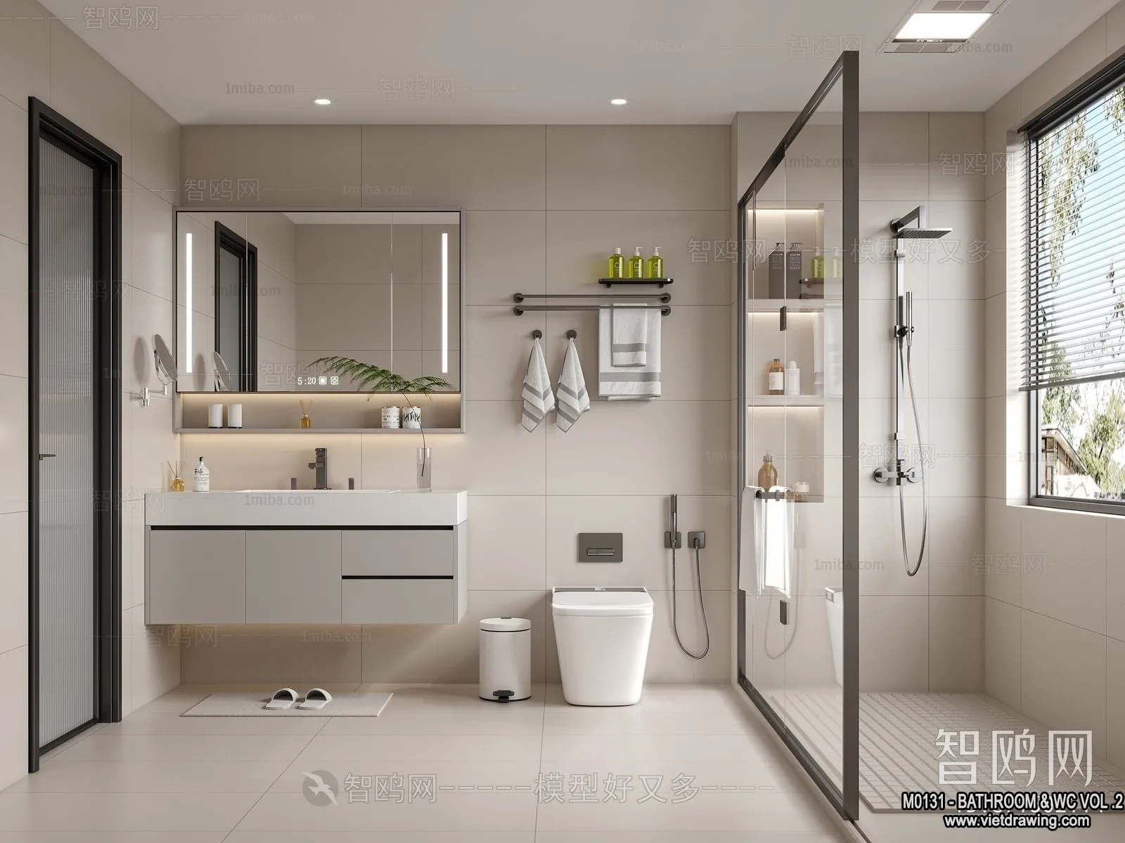 Bathroom - Toilet - WC - RestRoom - 3D Interior Scene - 436