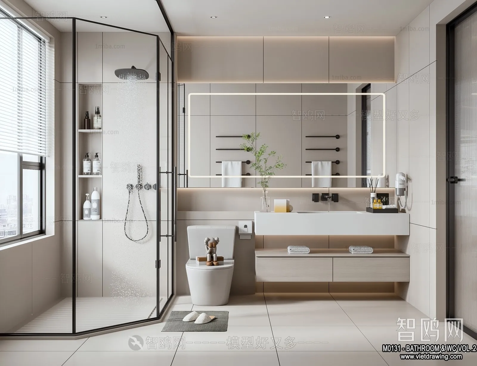 Bathroom - Toilet - WC - RestRoom - 3D Interior Scene - 437