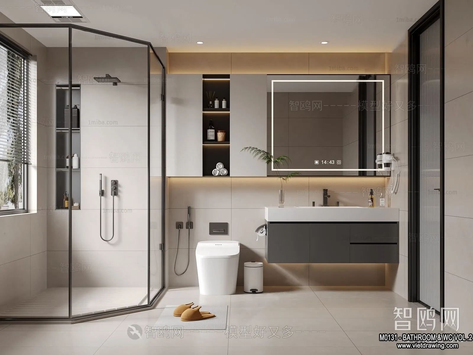 Bathroom - Toilet - WC - RestRoom - 3D Interior Scene - 438