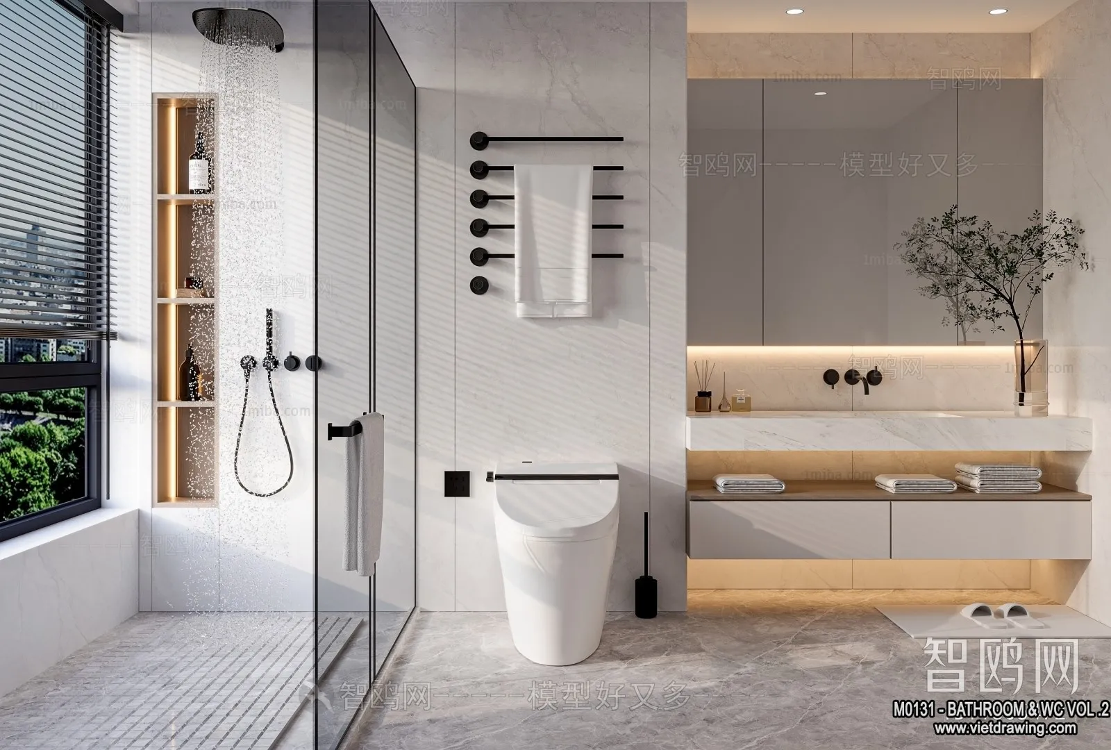 Bathroom - Toilet - WC - RestRoom - 3D Interior Scene - 440