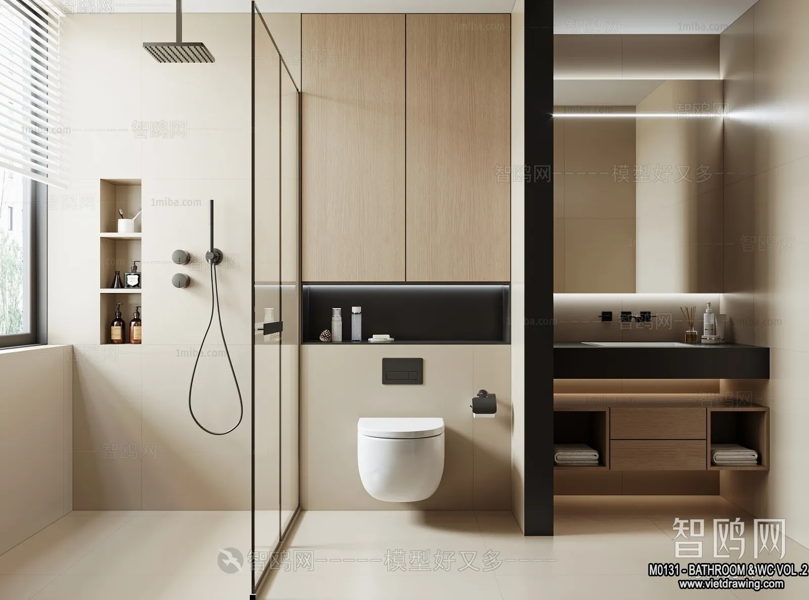 Bathroom - Toilet - WC - RestRoom - 3D Interior Scene - 441