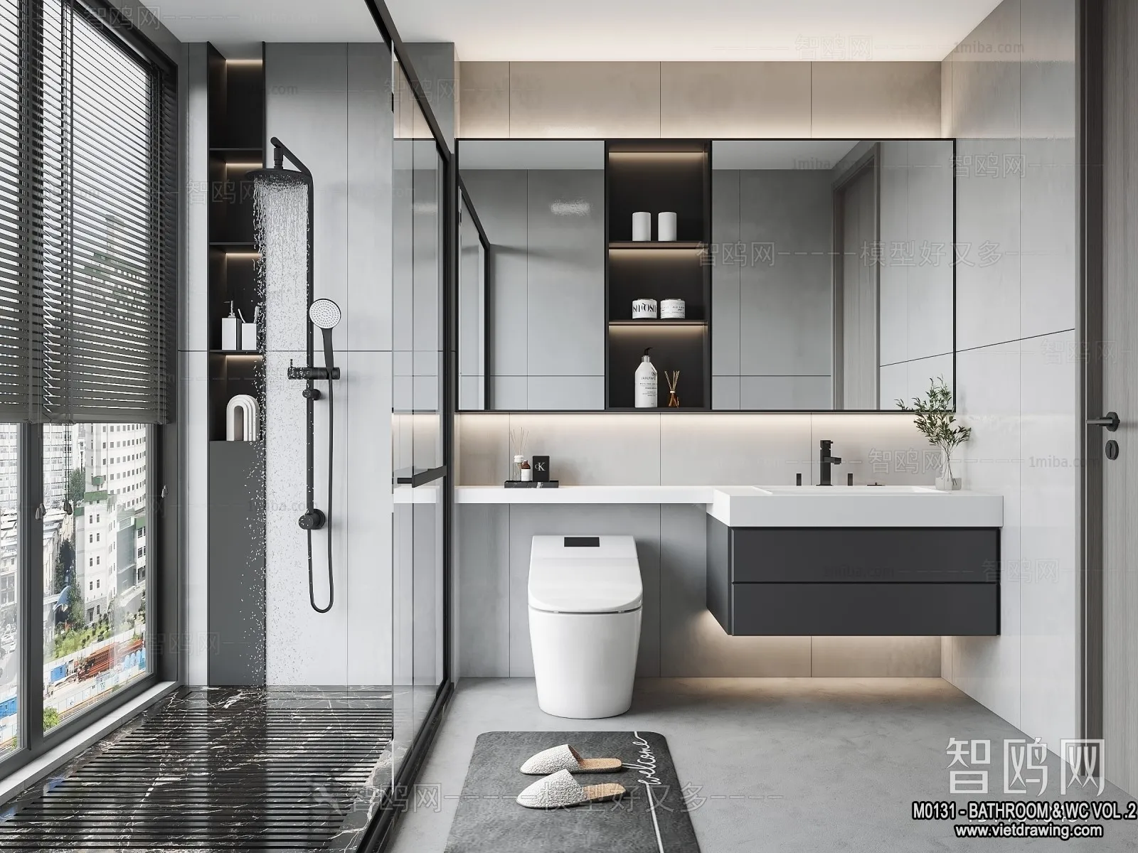 Bathroom - Toilet - WC - RestRoom - 3D Interior Scene - 442
