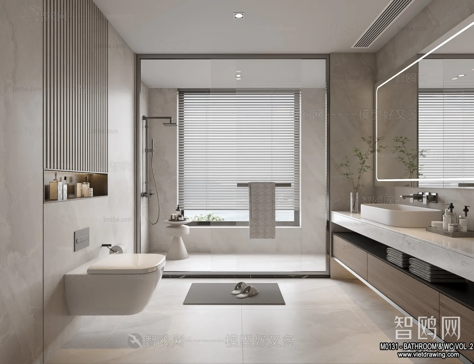 Bathroom - Toilet - WC - RestRoom - 3D Interior Scene - 447