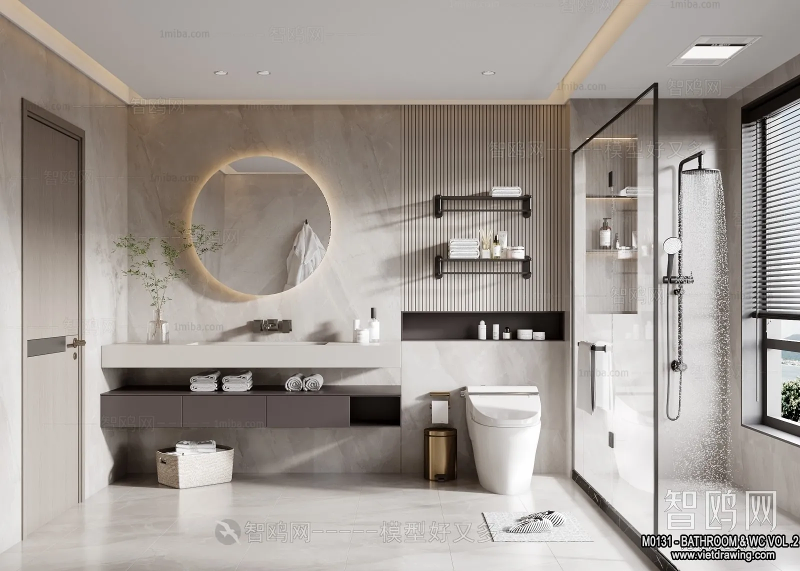 Bathroom - Toilet - WC - RestRoom - 3D Interior Scene - 450