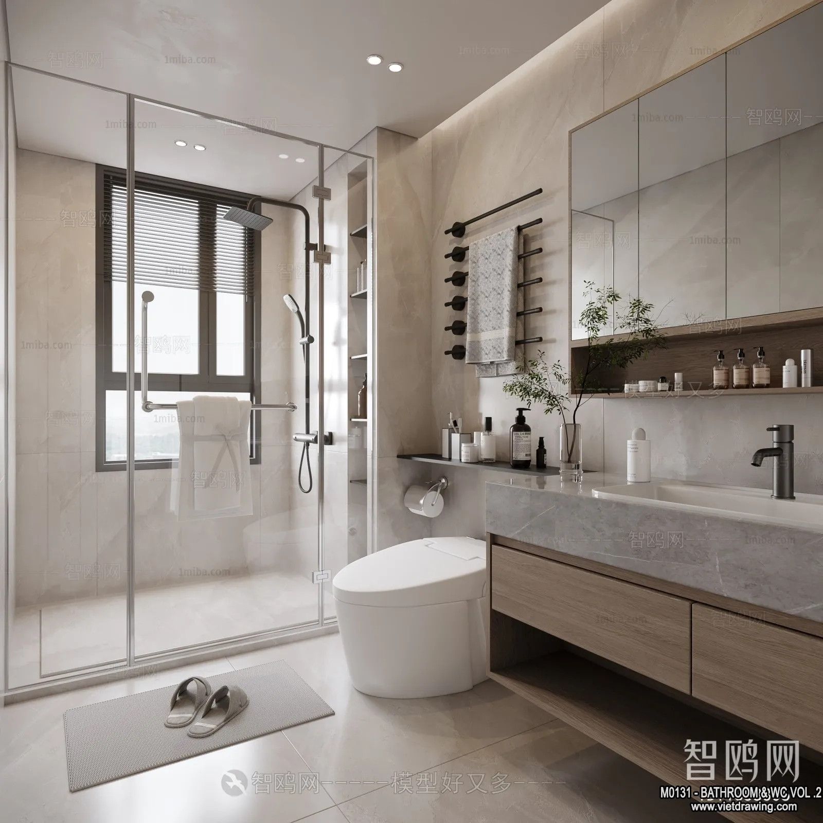 Bathroom - Toilet - WC - RestRoom - 3D Interior Scene - 451