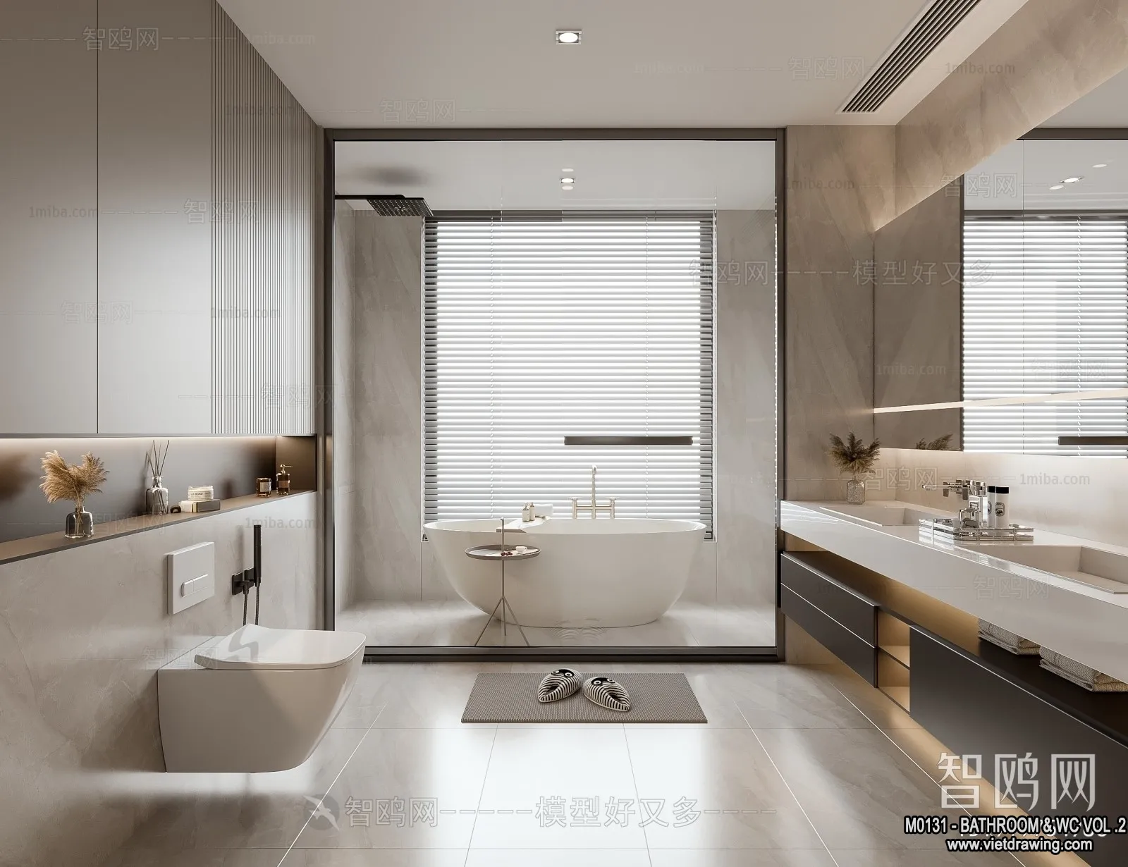 Bathroom - Toilet - WC - RestRoom - 3D Interior Scene - 453
