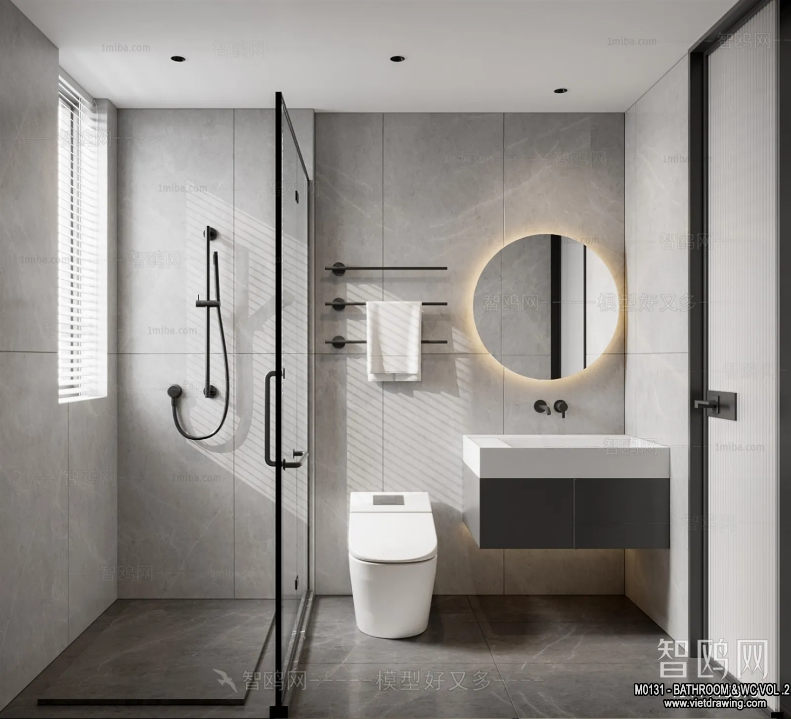 Bathroom - Toilet - WC - RestRoom - 3D Interior Scene - 455
