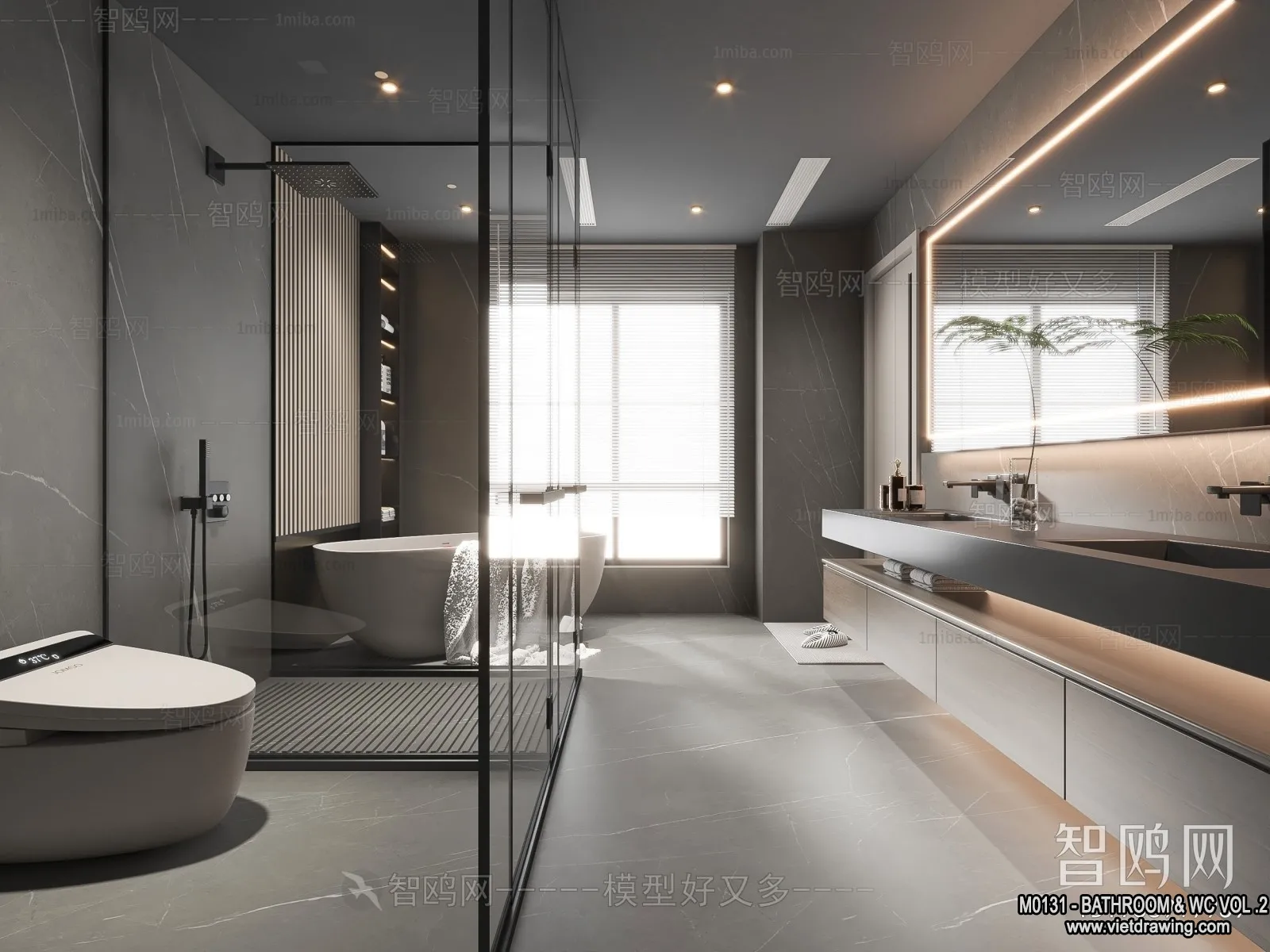 Bathroom - Toilet - WC - RestRoom - 3D Interior Scene - 456