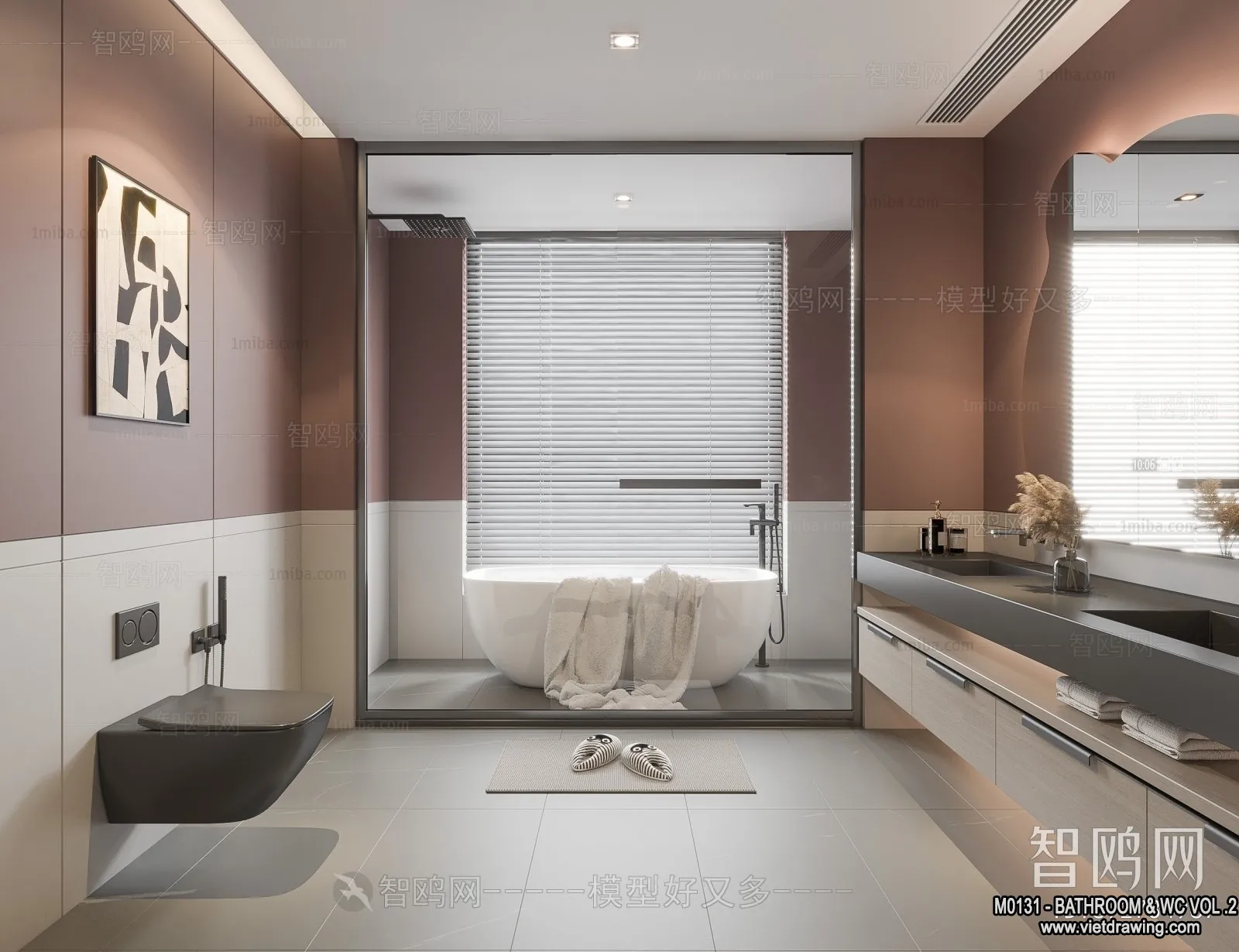 Bathroom - Toilet - WC - RestRoom - 3D Interior Scene - 457