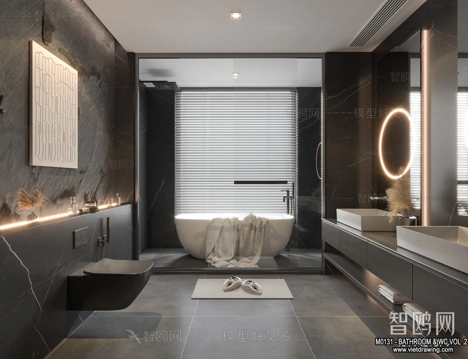 Bathroom - Toilet - WC - RestRoom - 3D Interior Scene - 458