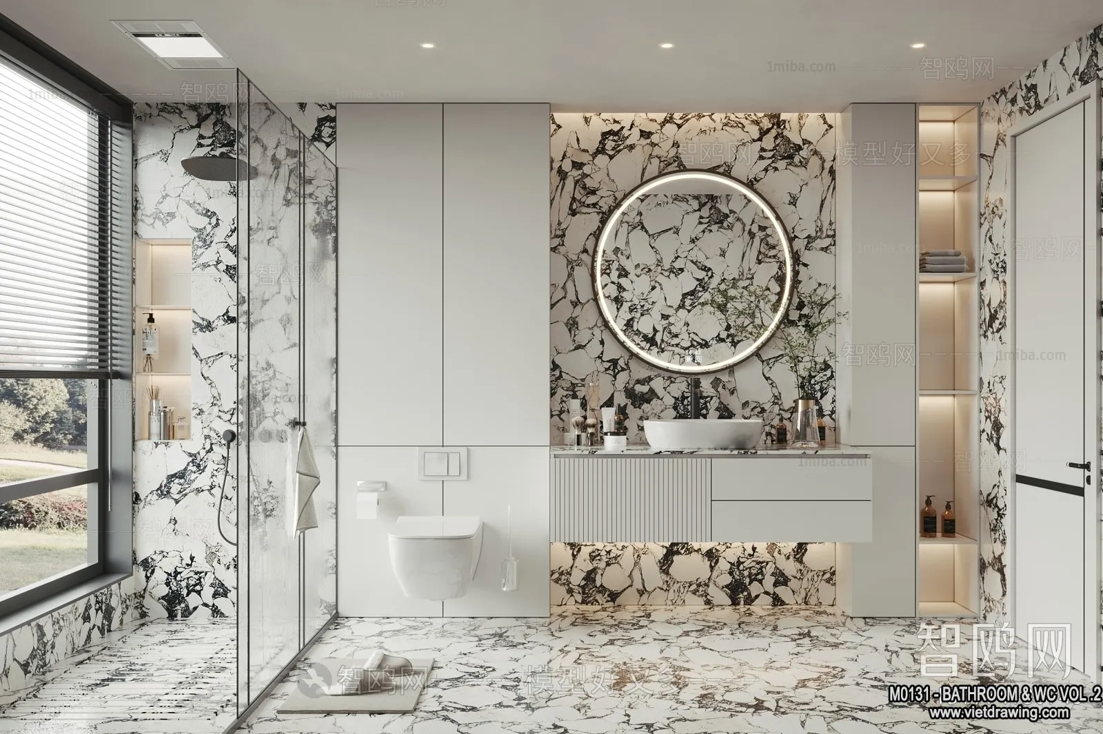 Bathroom - Toilet - WC - RestRoom - 3D Interior Scene - 459