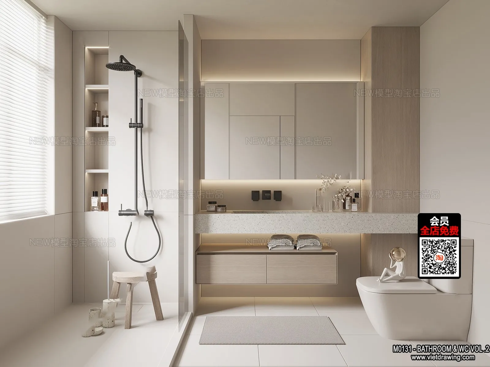 Bathroom - Toilet - WC - RestRoom - 3D Interior Scene - 462