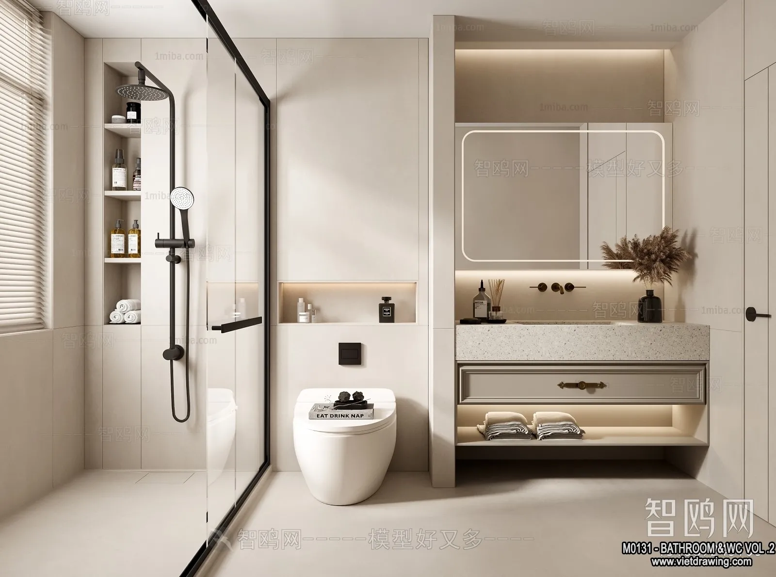 Bathroom - Toilet - WC - RestRoom - 3D Interior Scene - 463