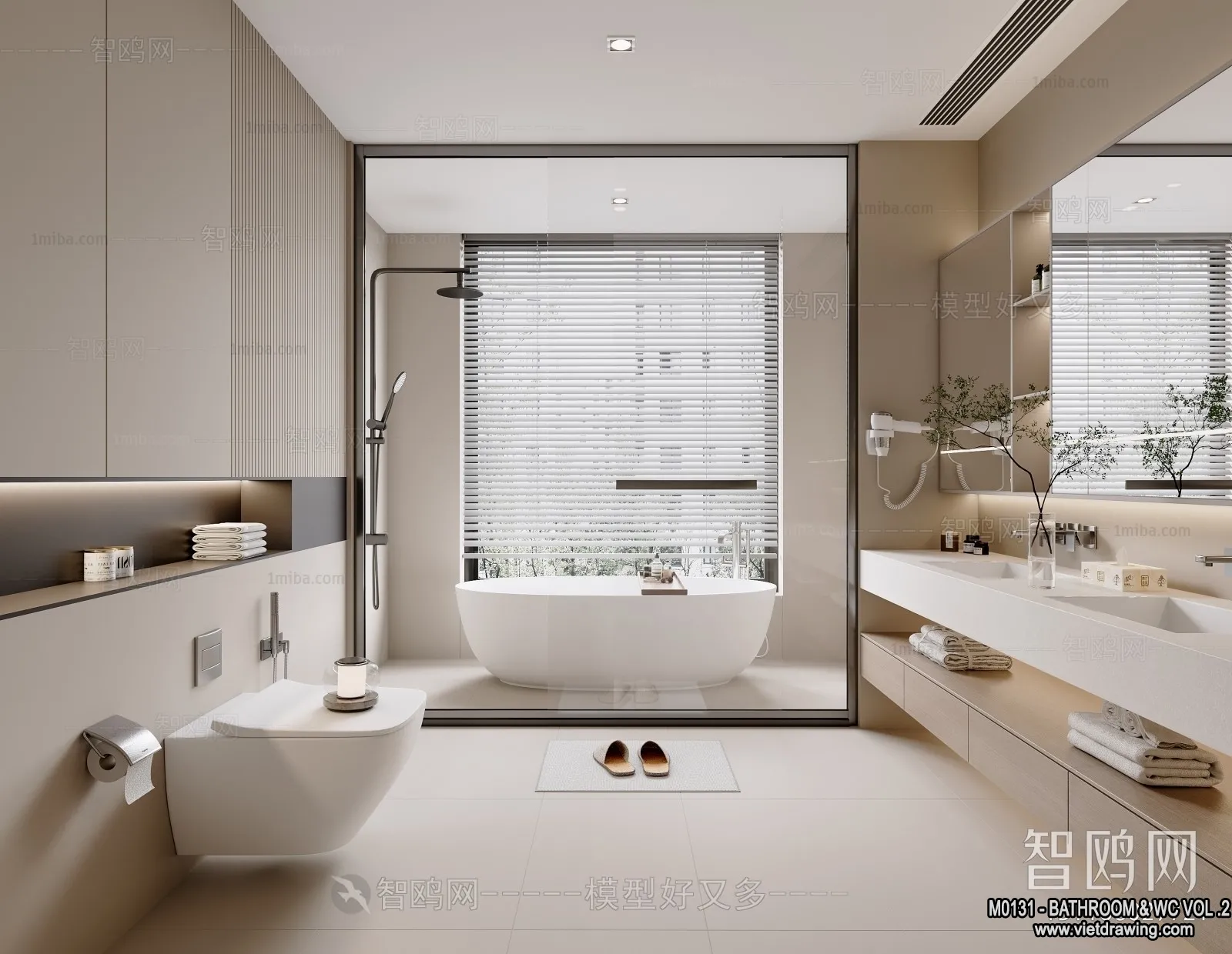 Bathroom - Toilet - WC - RestRoom - 3D Interior Scene - 465
