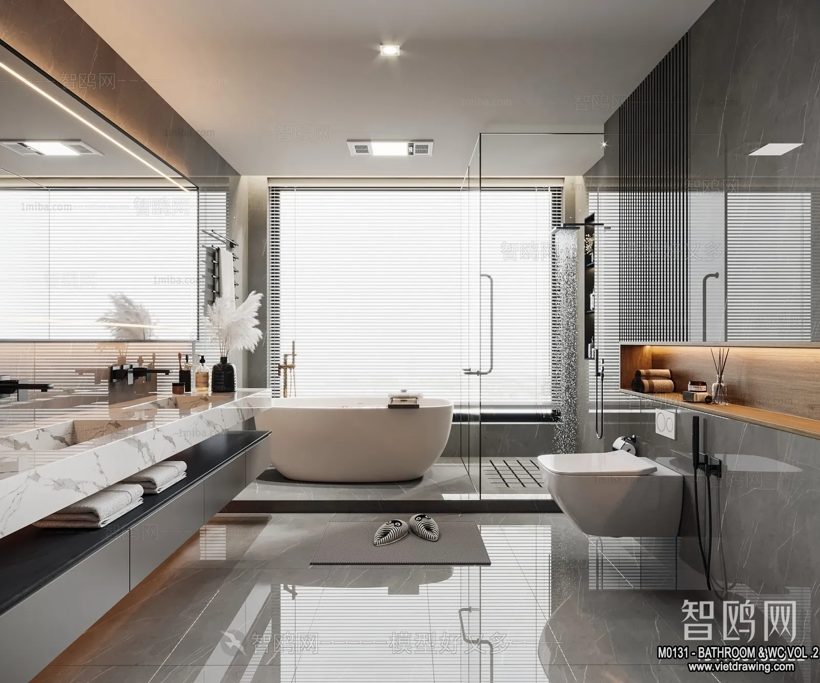 Bathroom - Toilet - WC - RestRoom - 3D Interior Scene - 469