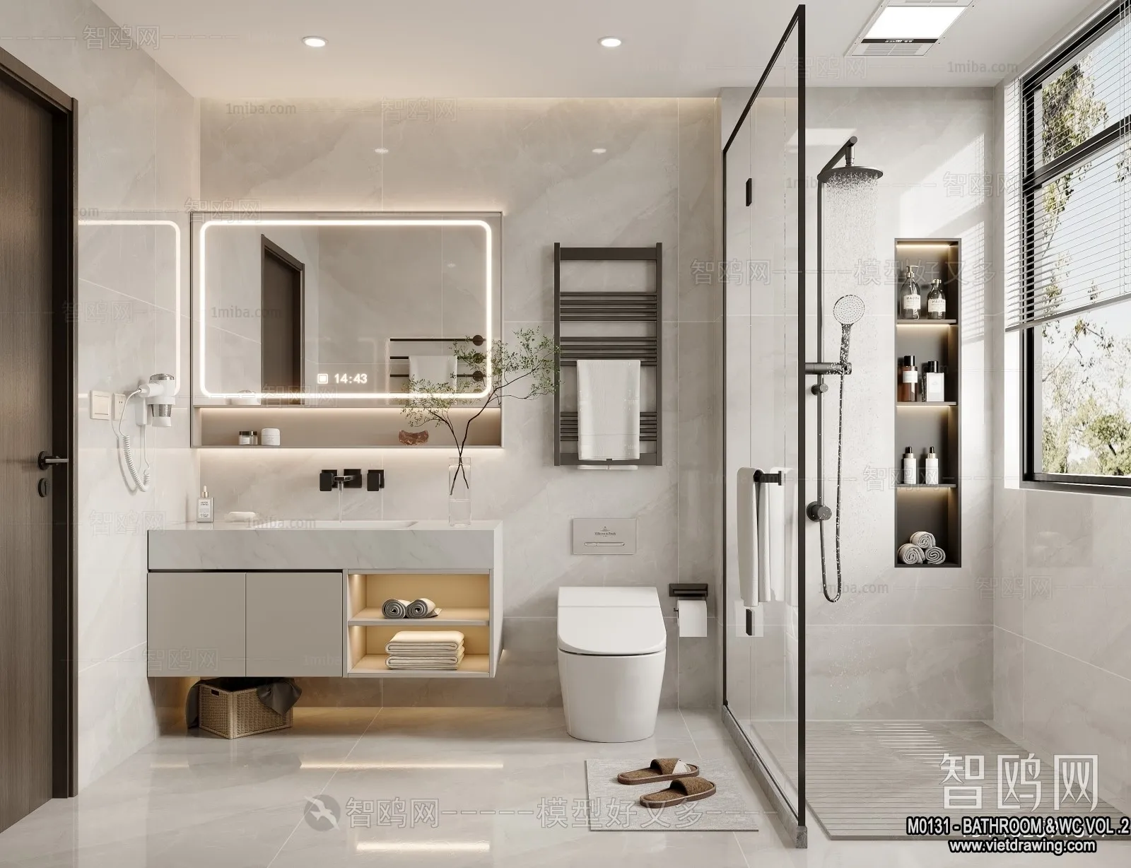Bathroom - Toilet - WC - RestRoom - 3D Interior Scene - 470
