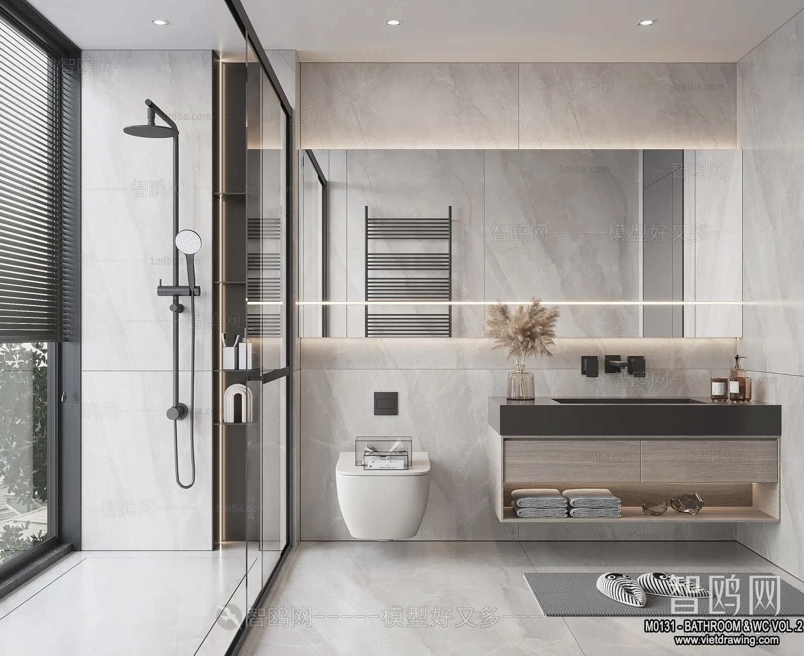 Bathroom - Toilet - WC - RestRoom - 3D Interior Scene - 473