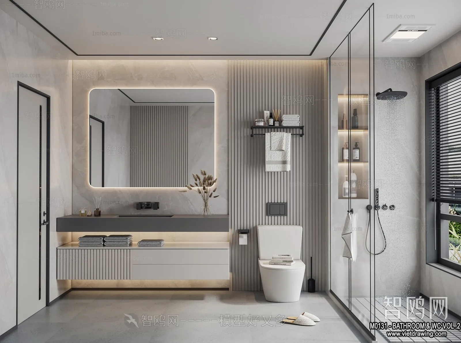 Bathroom - Toilet - WC - RestRoom - 3D Interior Scene - 474