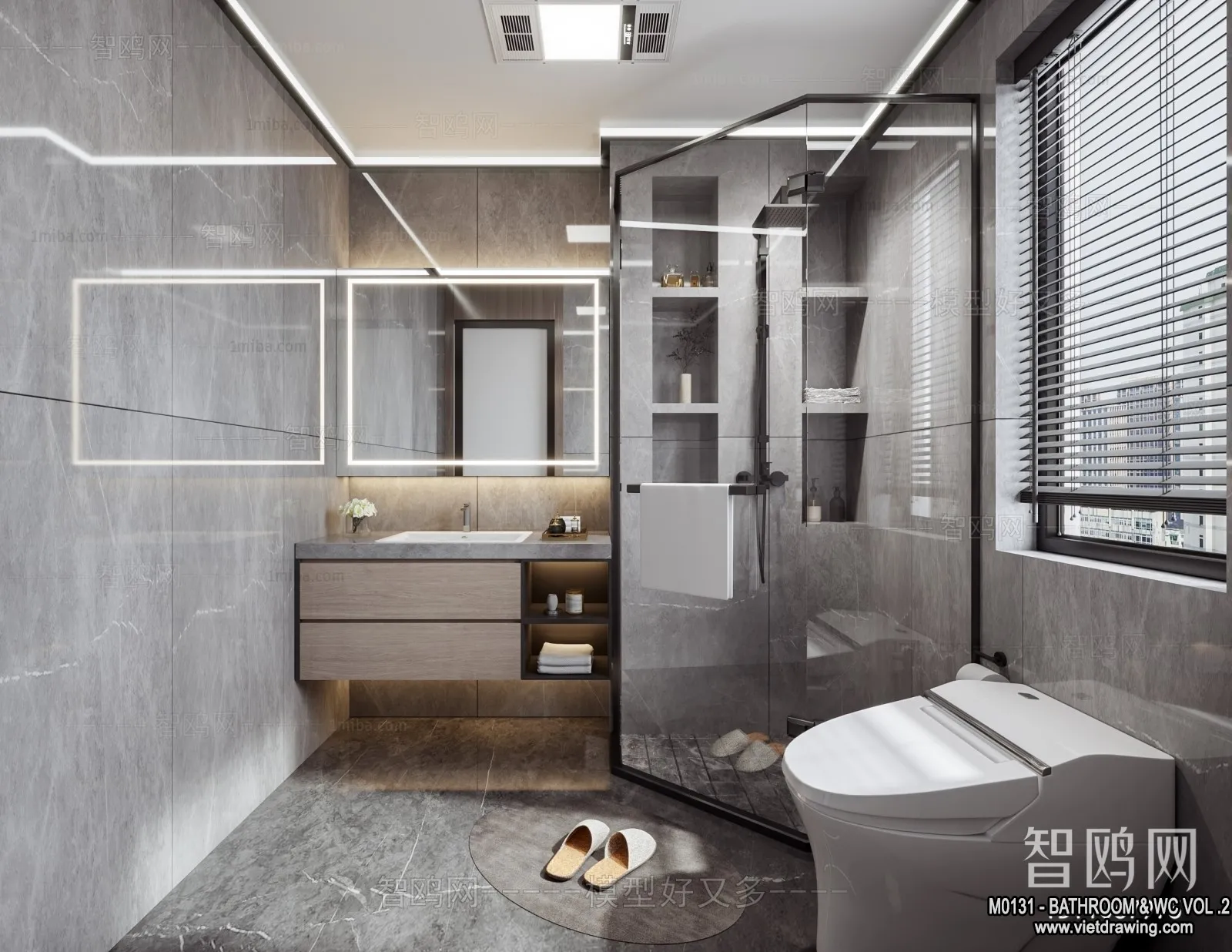 Bathroom - Toilet - WC - RestRoom - 3D Interior Scene - 475